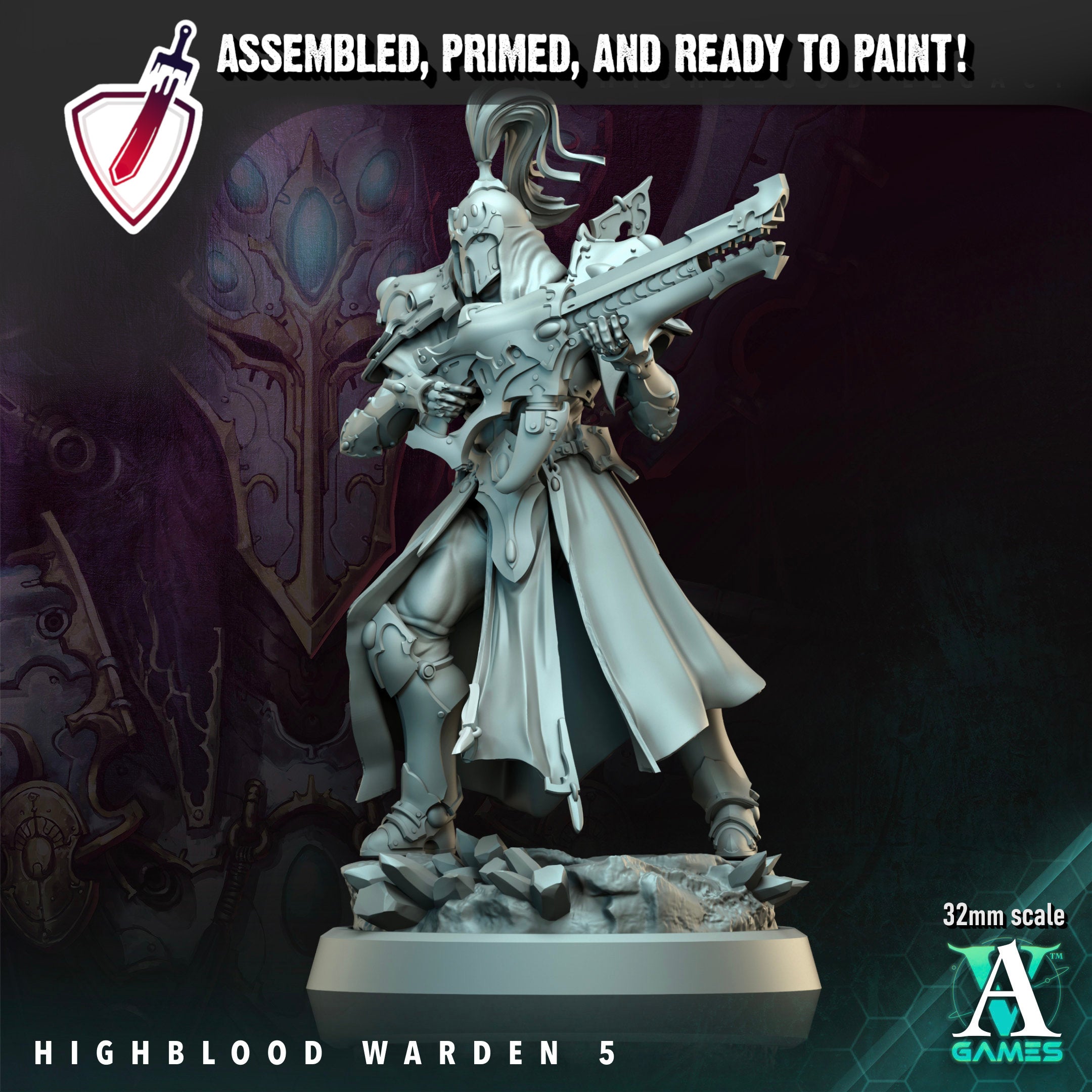 Highblood Warden | Miniatures By Archvillain Games | For Tabletop Gaming, D&D, Wargaming, And Painting | Assembled And Primed - Brush and Battle