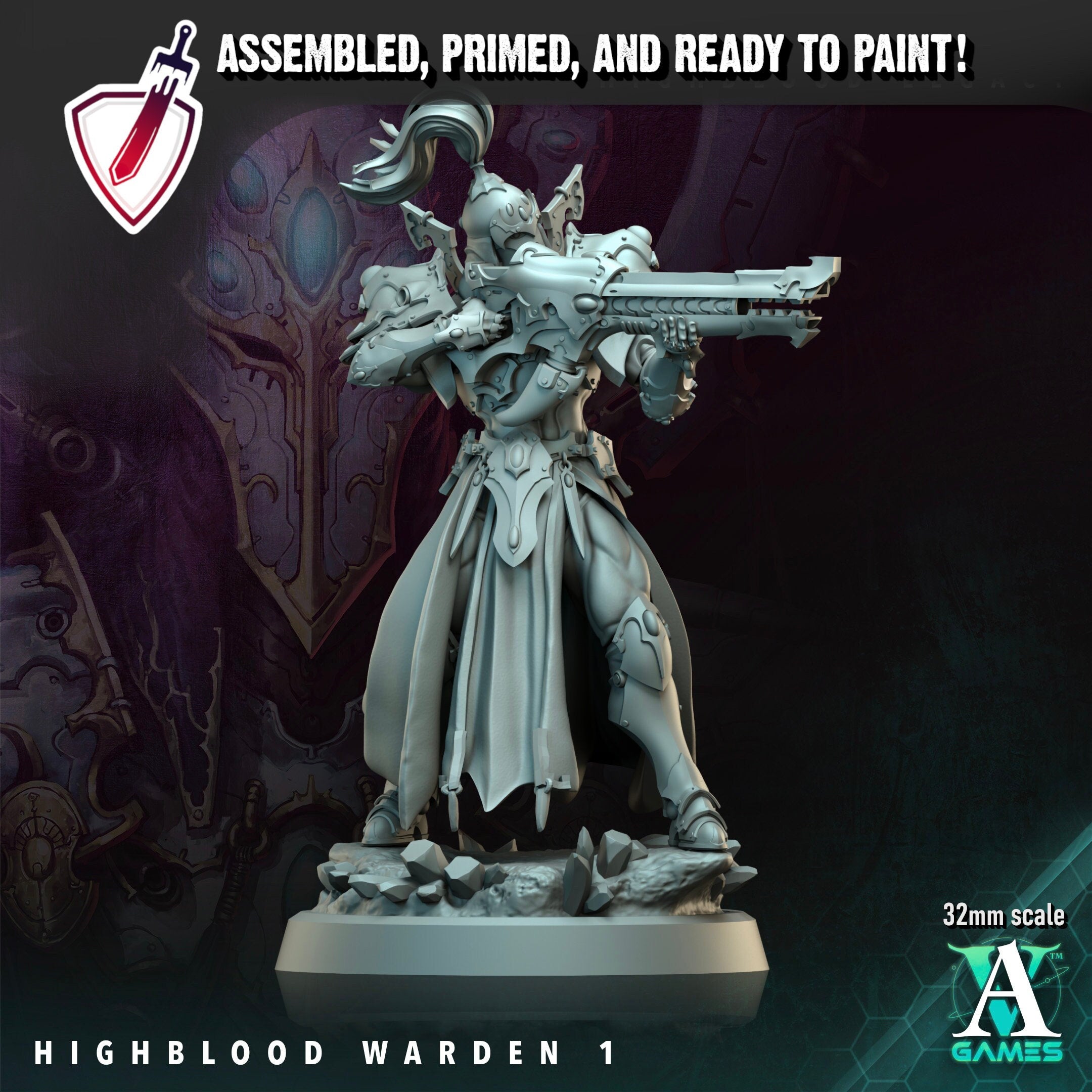 Highblood Warden | Miniatures By Archvillain Games | For Tabletop Gaming, D&D, Wargaming, And Painting | Assembled And Primed - Brush and Battle