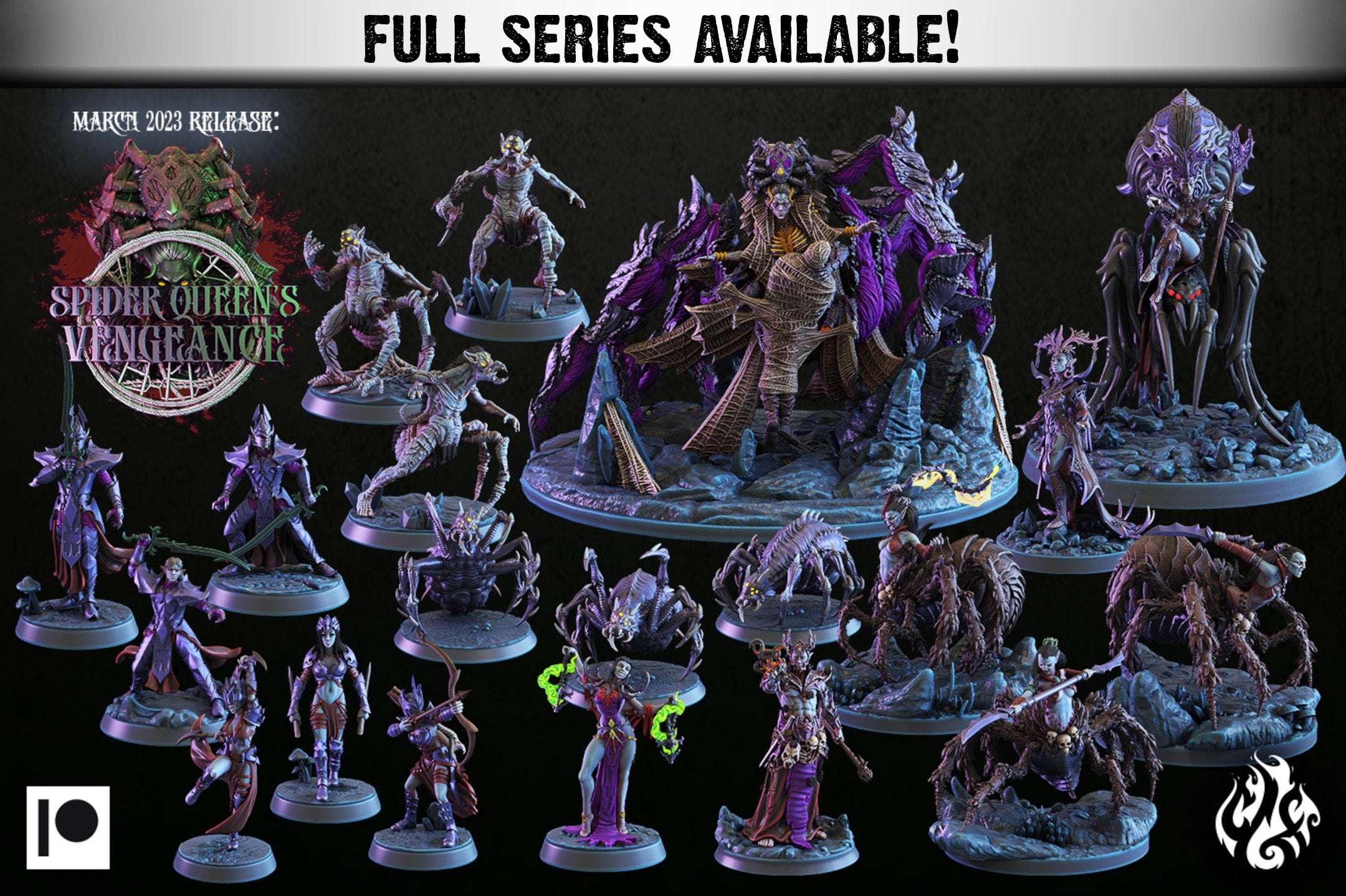 Giant Spiders | Miniatures By Crippled God Foundry | For Tabletop Gaming, D&D, Pathfinder, And Painting | Assembled And Primed - Brush and Battle