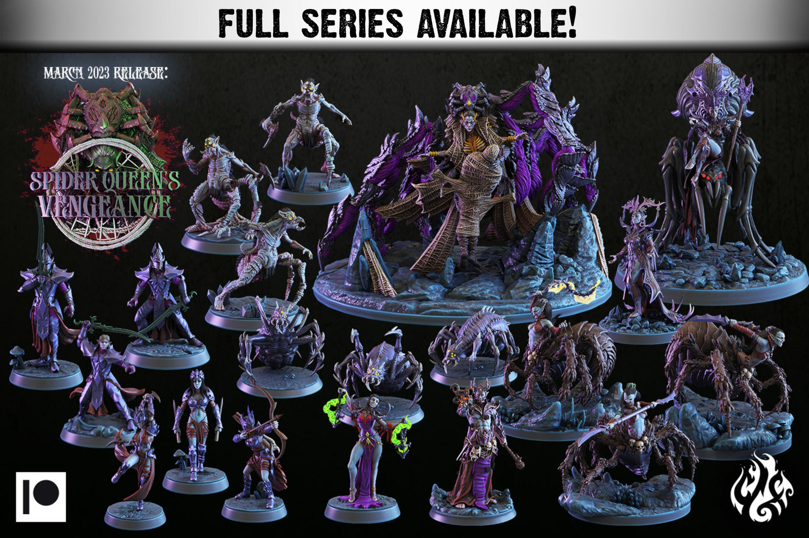 Giant Spiders | Miniatures By Crippled God Foundry | For Tabletop Gaming, D&D, Pathfinder, And Painting | Assembled And Primed - Brush and Battle