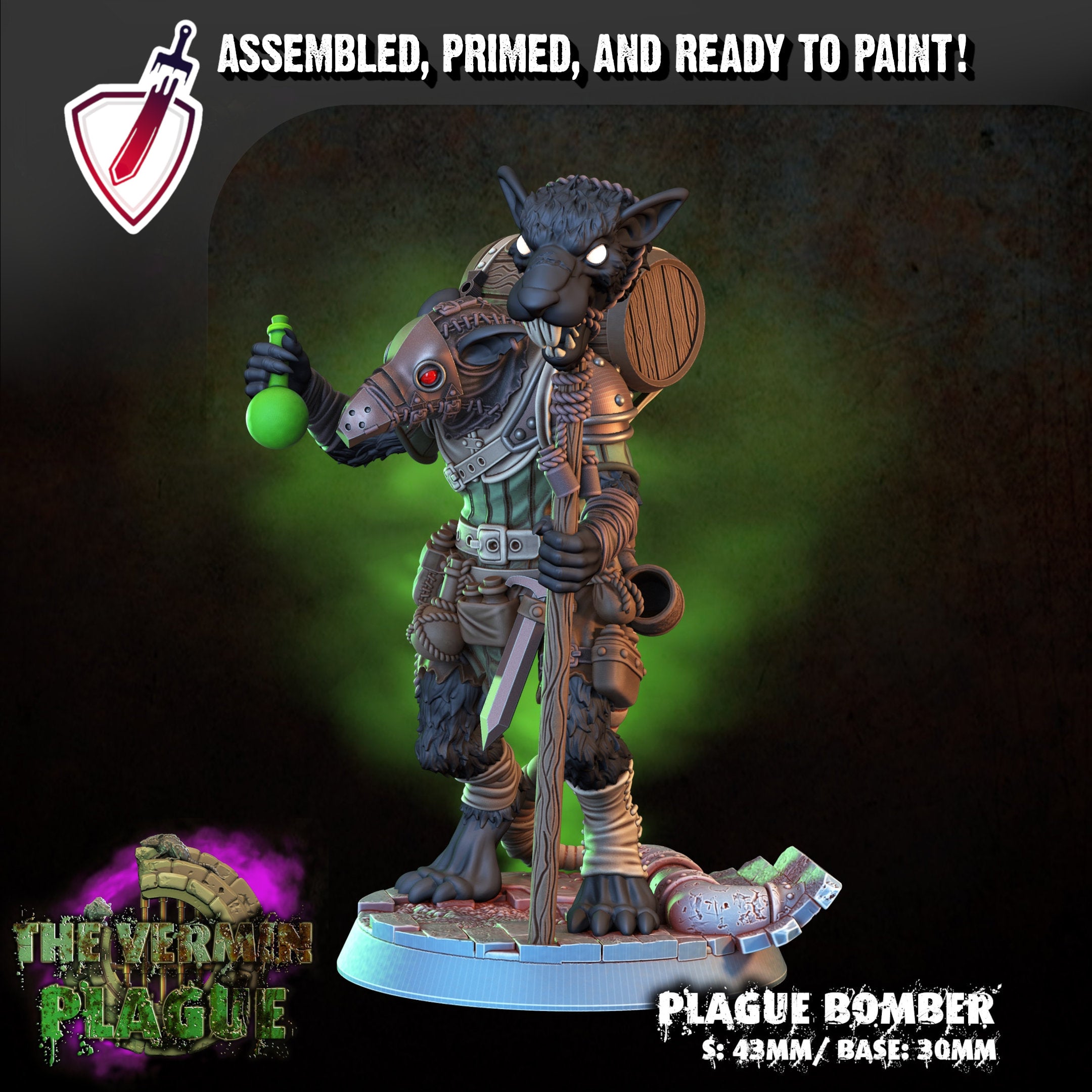 Plague Bomber | Miniature By Crippled God Foundry | For Tabletop Gaming, D&D, Pathfinder, And Painting | Assembled And Primed - Brush and Battle