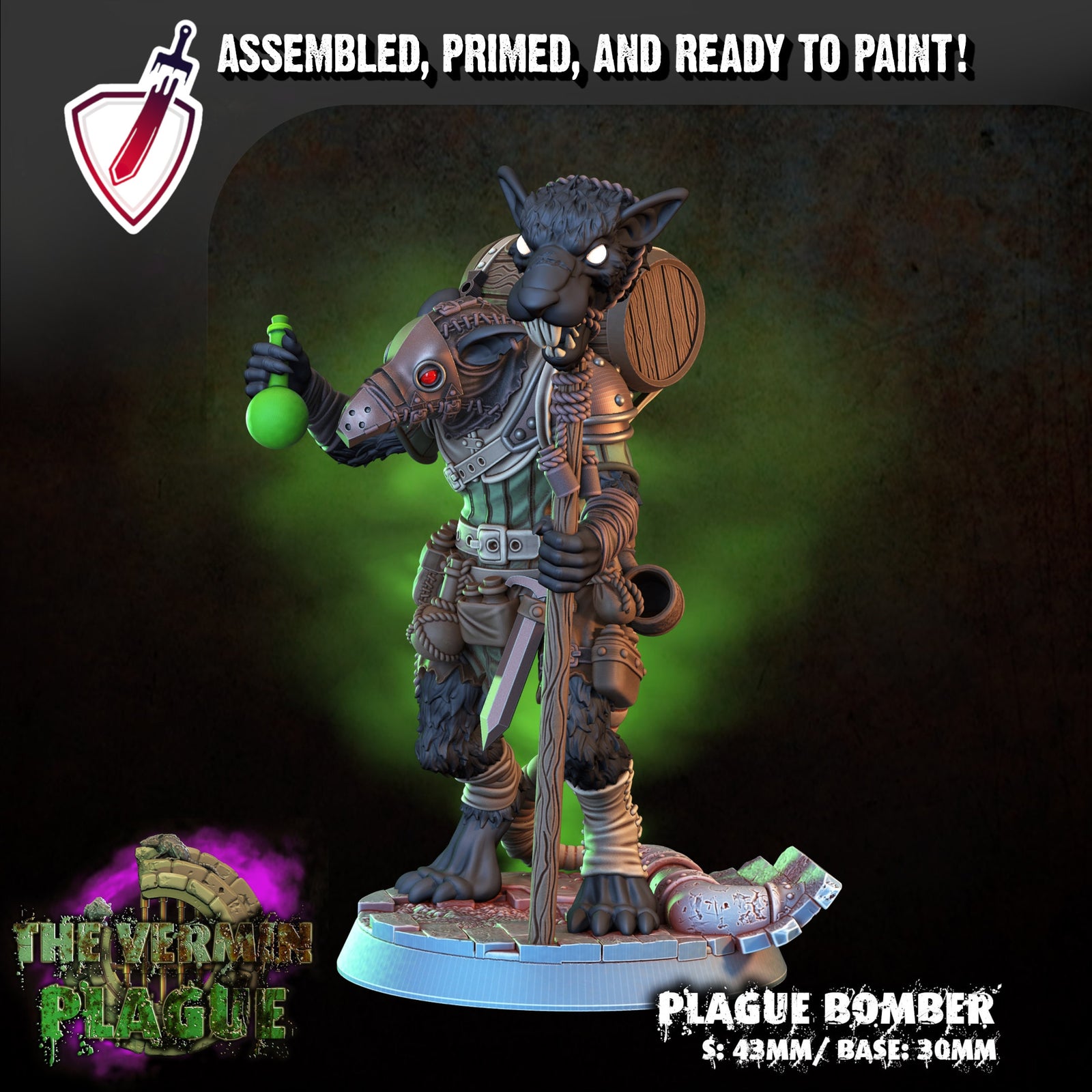 Plague Bomber | Miniature By Crippled God Foundry | For Tabletop Gaming, D&D, Pathfinder, And Painting | Assembled And Primed - Brush and Battle