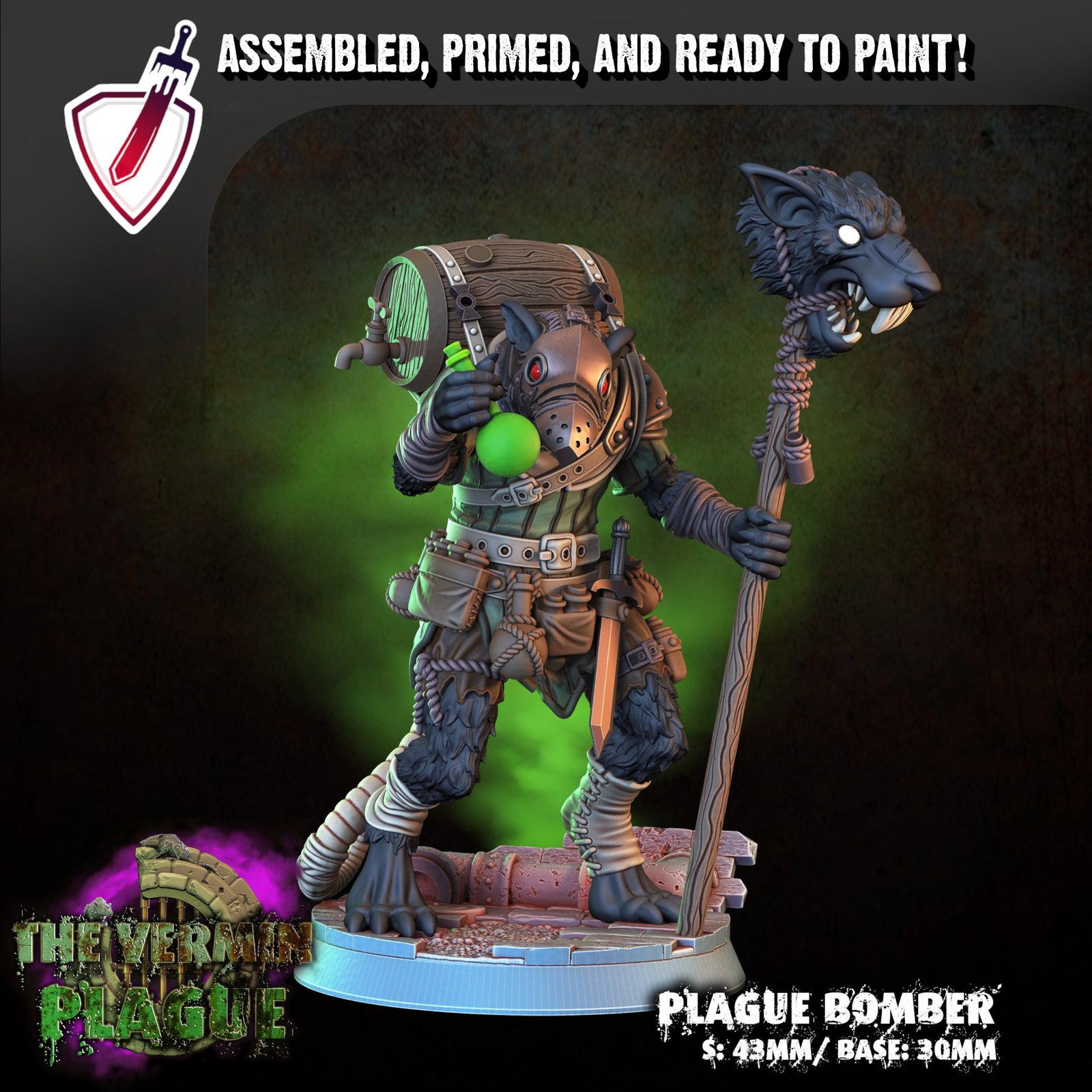 Plague Bomber | Miniature By Crippled God Foundry | For Tabletop Gaming, D&D, Pathfinder, And Painting | Assembled And Primed - Brush and Battle