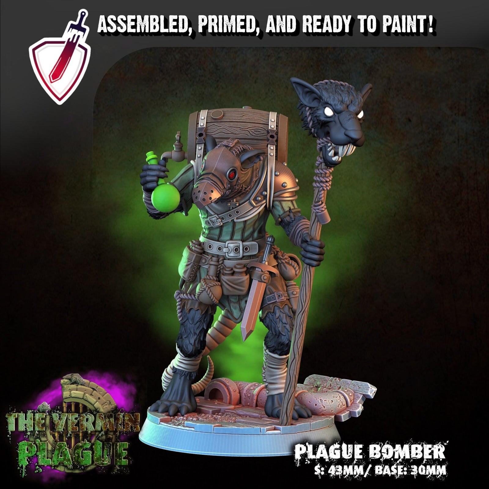 Plague Bomber | Miniature By Crippled God Foundry | For Tabletop Gaming, D&D, Pathfinder, And Painting | Assembled And Primed - Brush and Battle