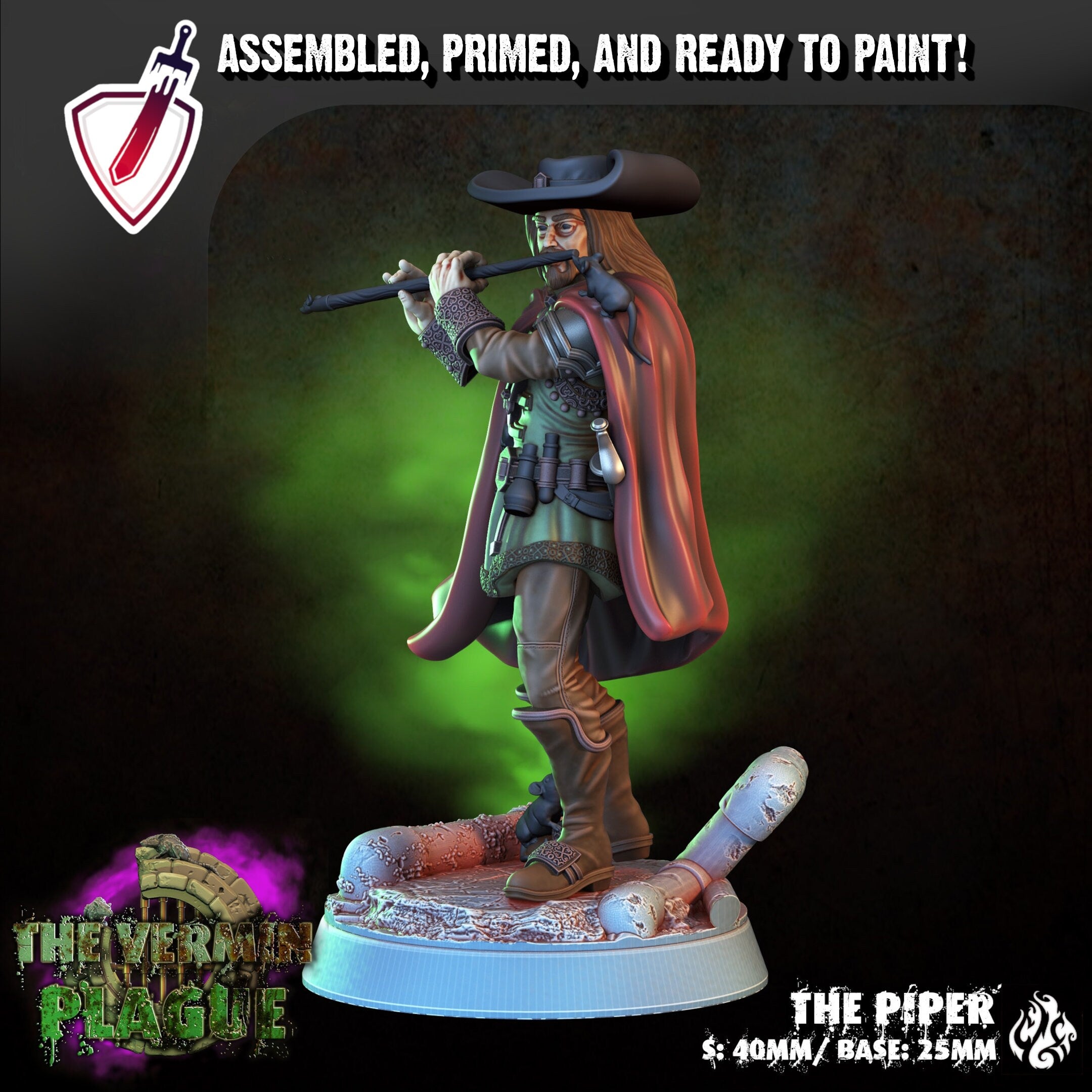 The Piper | Miniature By Crippled God Foundry | For Tabletop Gaming, D&D, Pathfinder, And Painting | Assembled And Primed - Brush and Battle