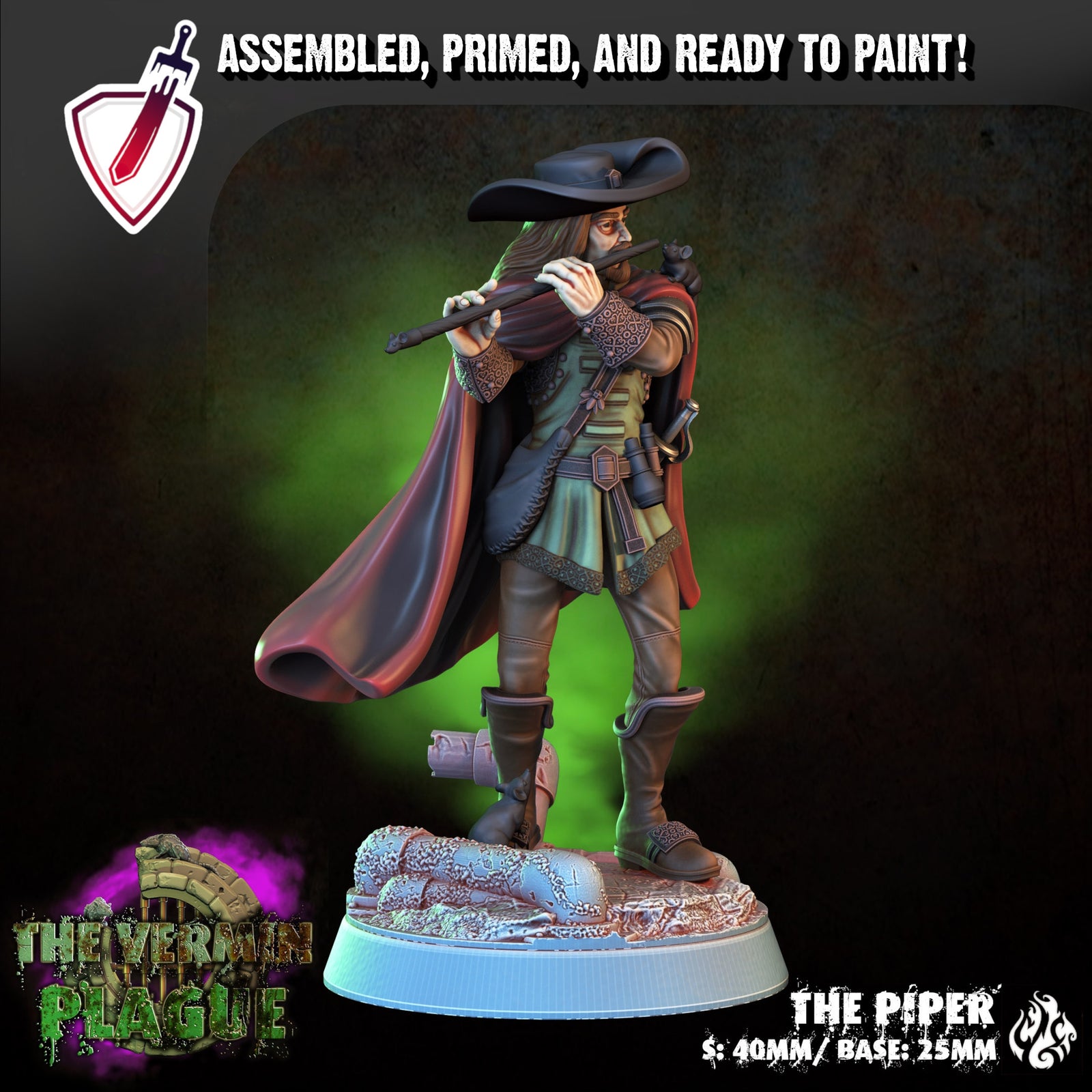 The Piper | Miniature By Crippled God Foundry | For Tabletop Gaming, D&D, Pathfinder, And Painting | Assembled And Primed - Brush and Battle