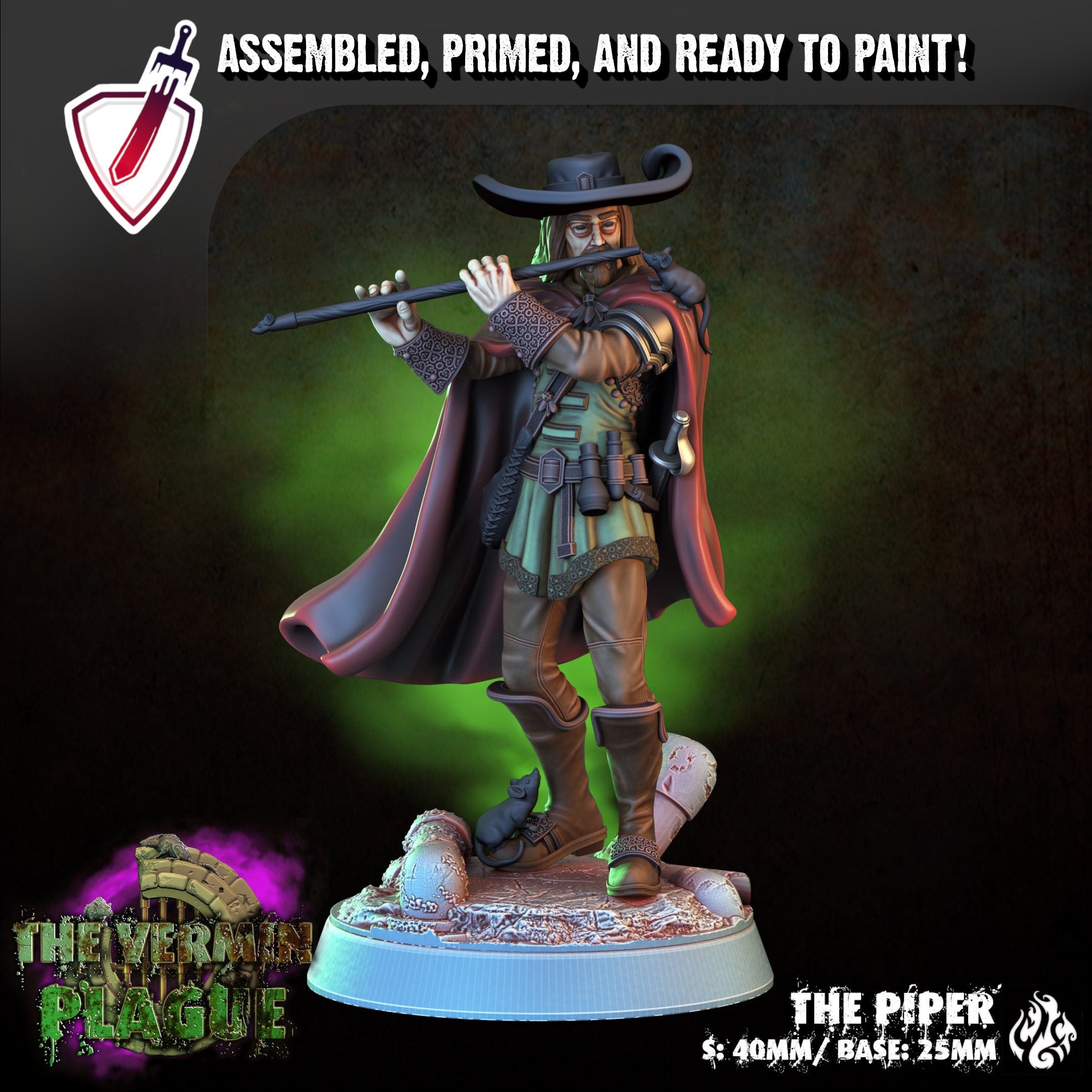 The Piper | Miniature By Crippled God Foundry | For Tabletop Gaming, D&D, Pathfinder, And Painting | Assembled And Primed - Brush and Battle
