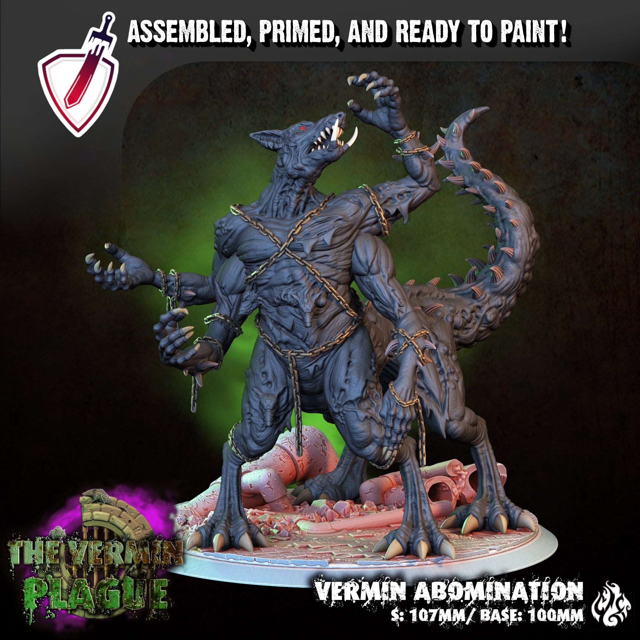 Vermin Abomination | (Large) Miniature By Crippled God Foundry | For Tabletop Gaming, D&D, Pathfinder, And Painting | Assembled And Primed - Brush and Battle