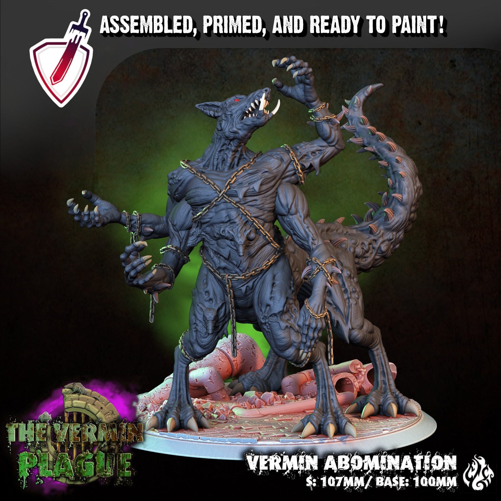 Vermin Abomination | (Large) Miniature By Crippled God Foundry | For Tabletop Gaming, D&D, Pathfinder, And Painting | Assembled And Primed - Brush and Battle