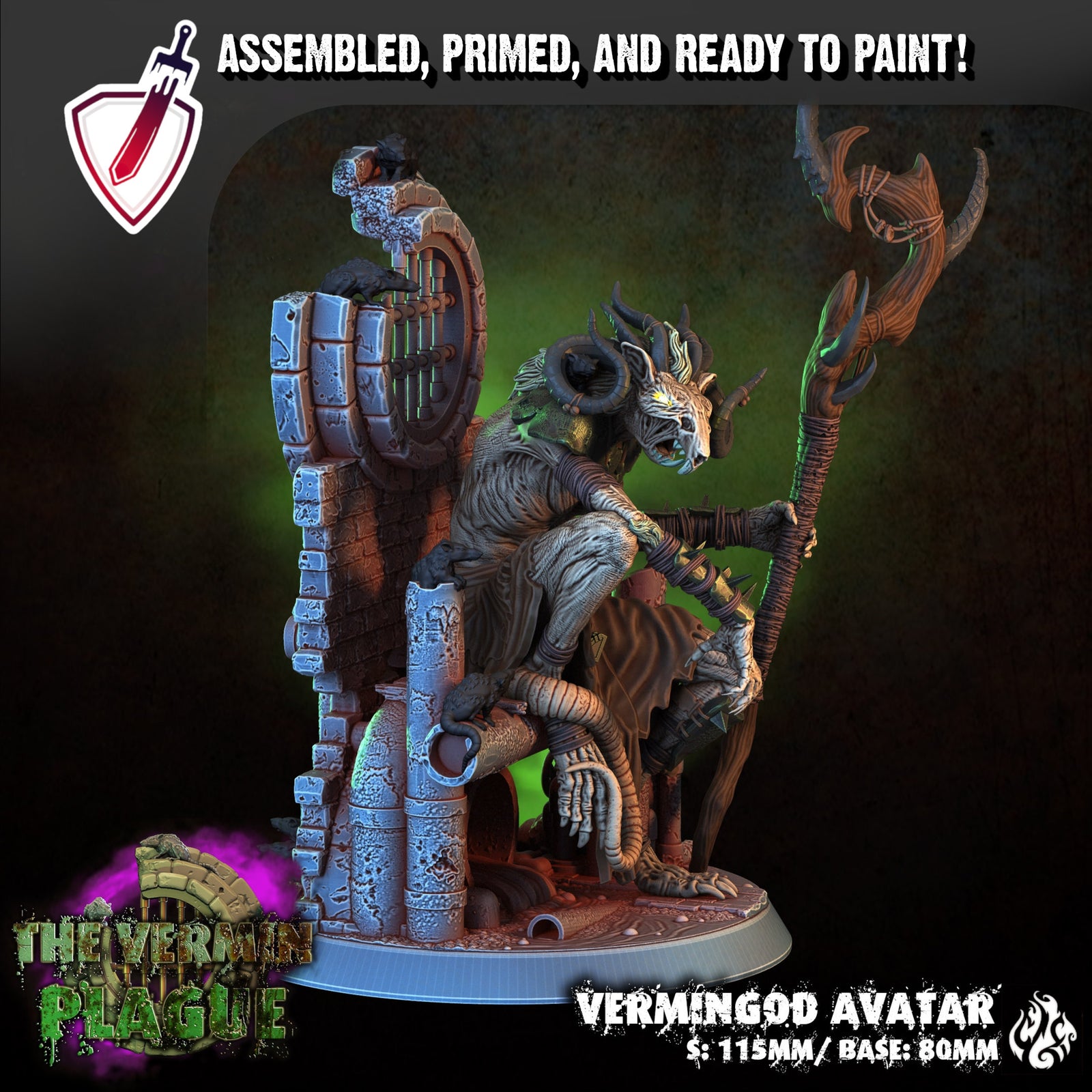 Vermingod Avatar | (Large) Miniature By Crippled God Foundry | For Tabletop Gaming, D&D, Pathfinder, And Painting | Assembled And Primed - Brush and Battle