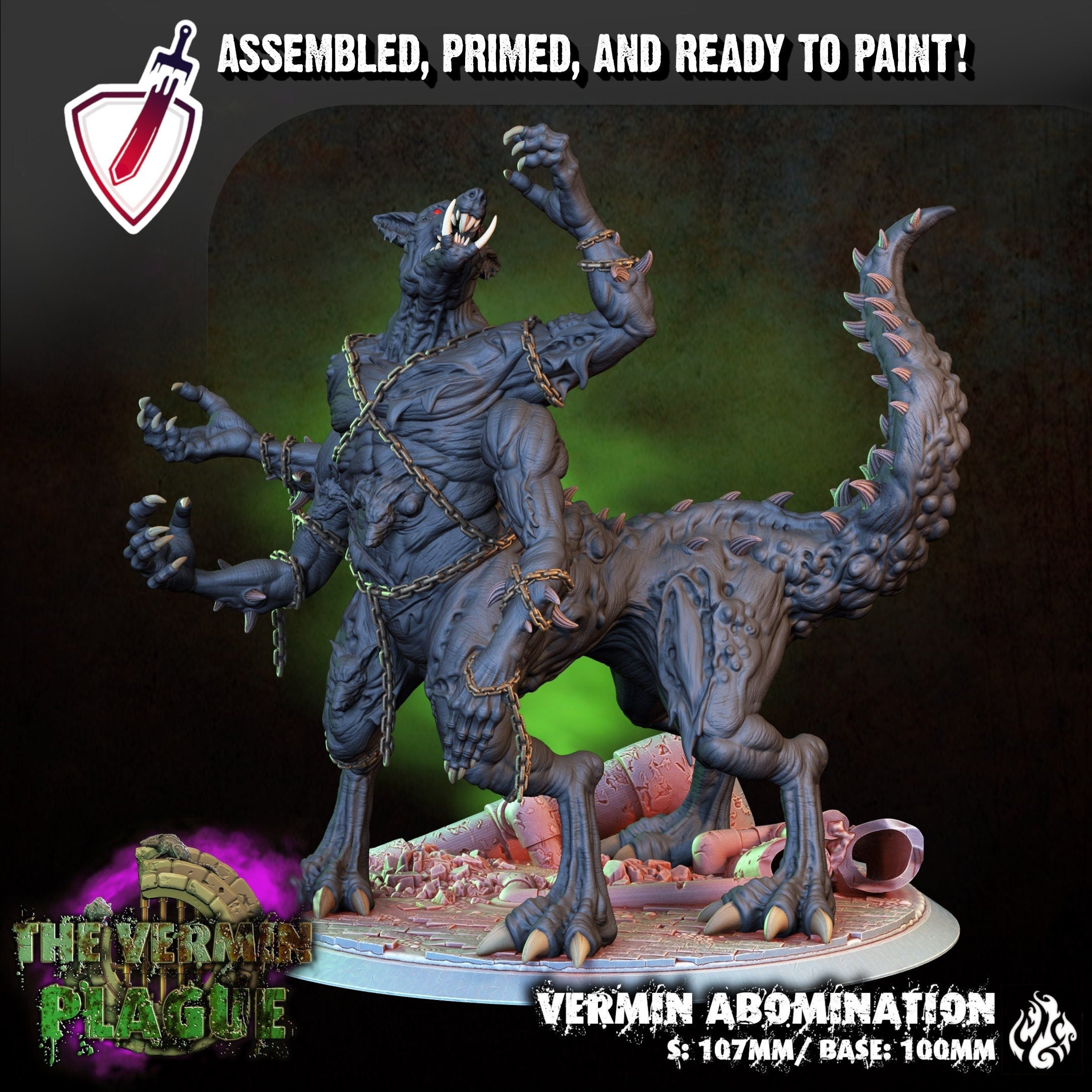 Vermin Abomination | (Large) Miniature By Crippled God Foundry | For Tabletop Gaming, D&D, Pathfinder, And Painting | Assembled And Primed - Brush and Battle