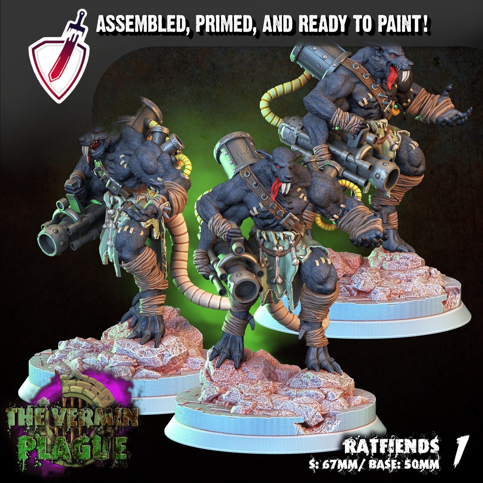 Ratfiends | Miniatures By Crippled God Foundry | For Tabletop Gaming, D&D, Pathfinder, And Painting | Assembled And Primed - Brush and Battle