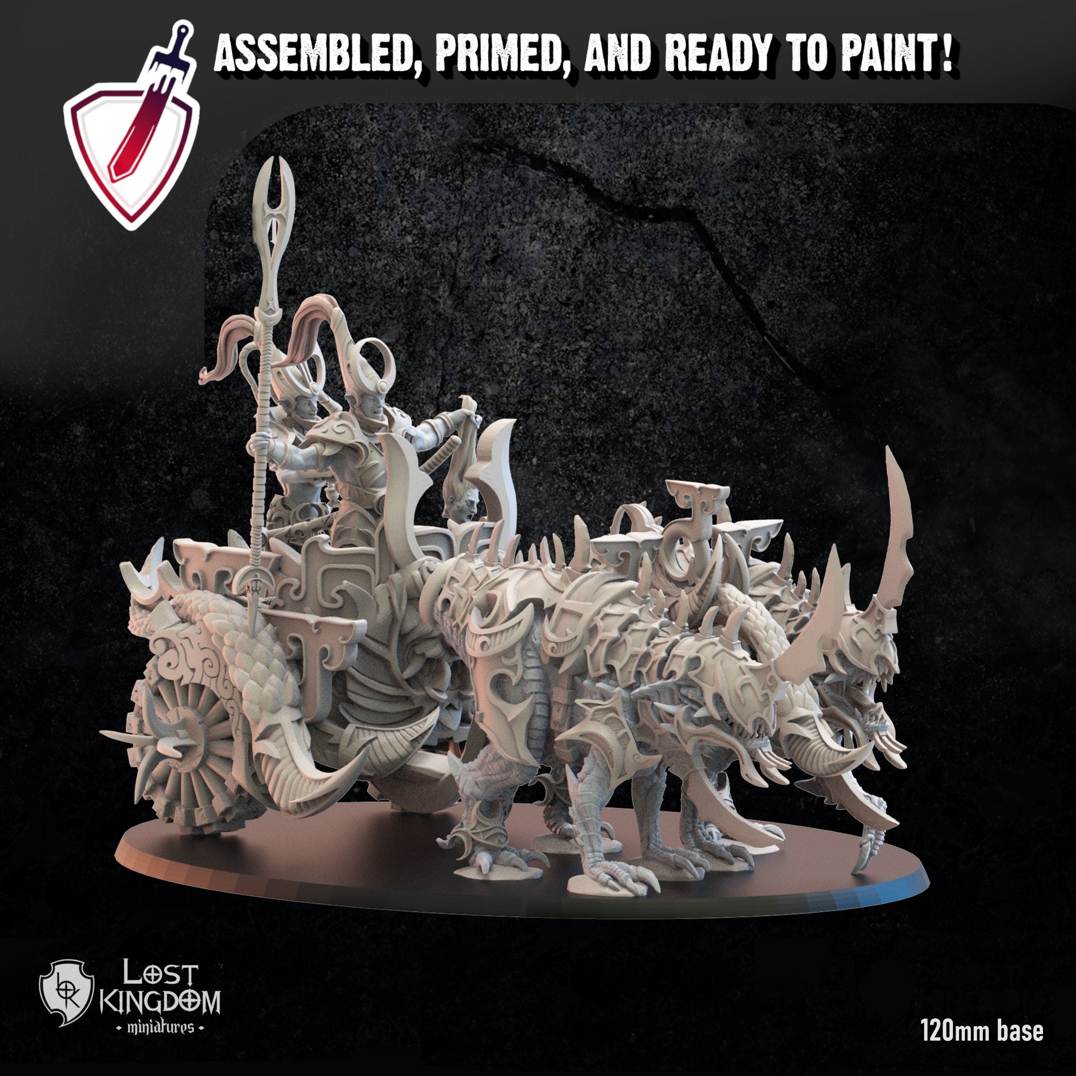 Night Elves Chariot | Miniature By Lost Kingdom | For Tabletop Gaming, D&D, Pathfinder, Wargames, And Painting | Assembled And Primed - Brush and Battle