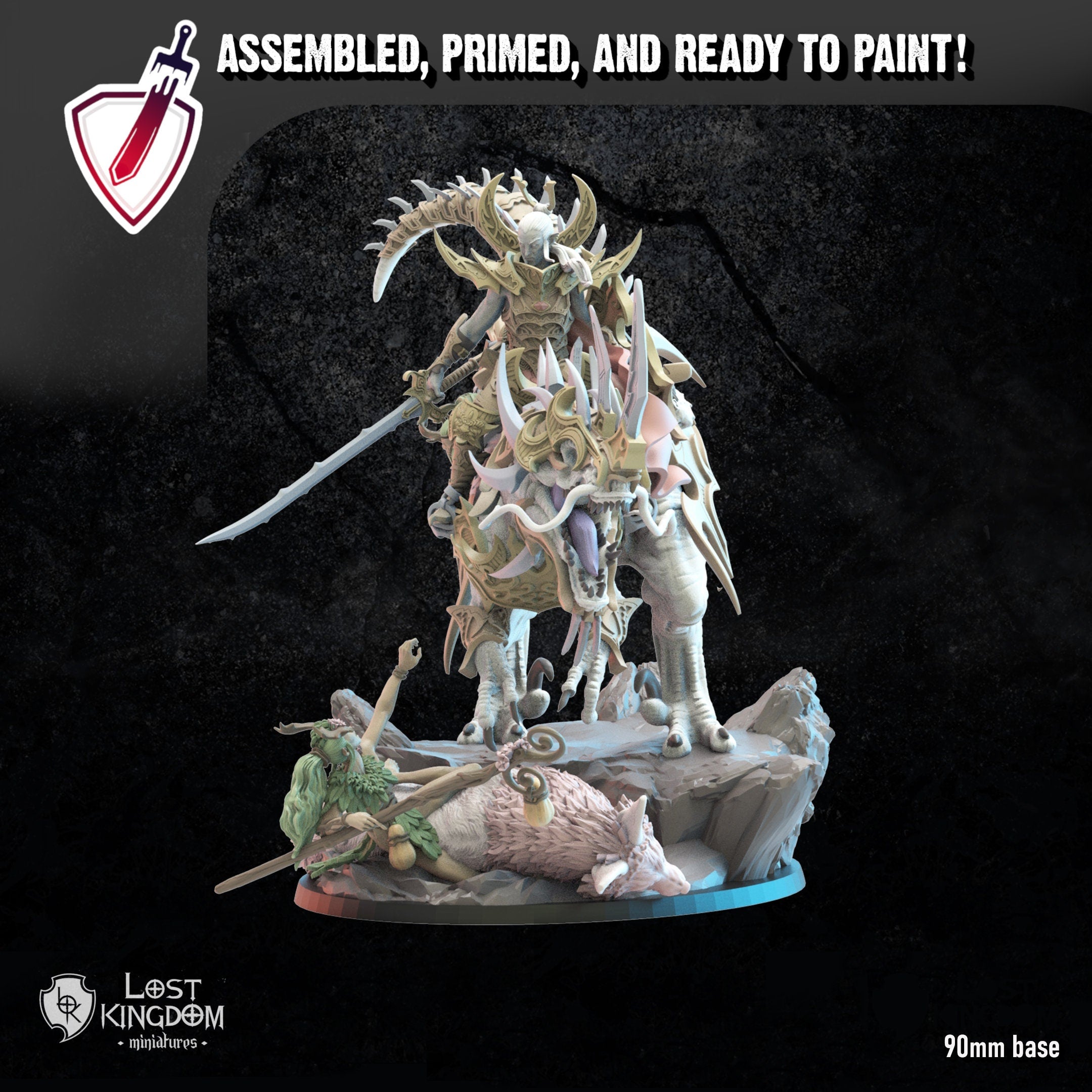 Ashura The Destroyer | (Massive) Miniature By Lost Kingdom | For Tabletop Gaming, D&D, Pathfinder, Wargames, Painting | Assembled And Primed - Brush and Battle