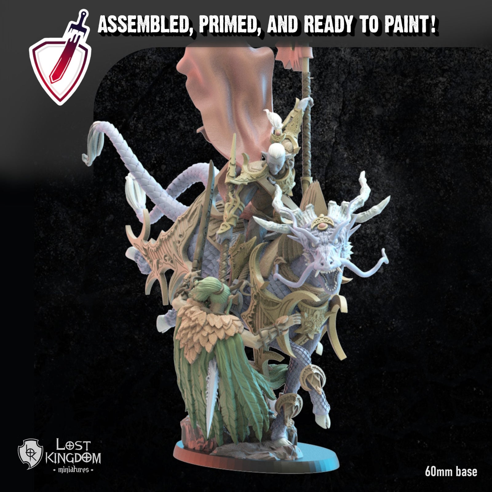 Shedo Knight Battle Standard | Miniature By Lost Kingdom | For Tabletop Gaming, D&D, Pathfinder, Wargames, Painting | Assembled And Primed - Brush and Battle