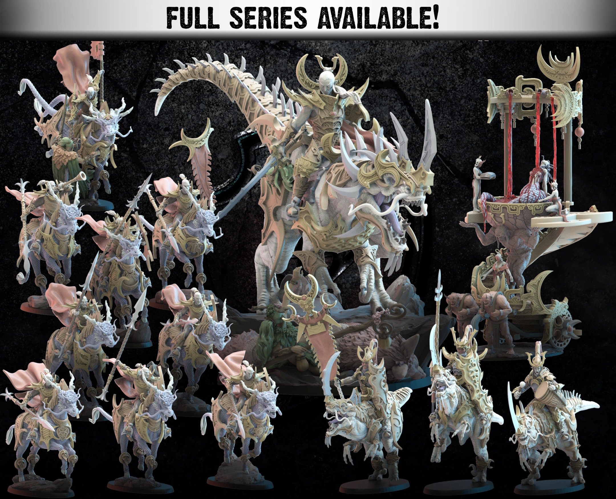 Shedo Knights On Longma CG | Miniatures By Lost Kingdom | For Tabletop Gaming, D&D, Pathfinder, Wargames, Painting | Assembled And Primed - Brush and Battle