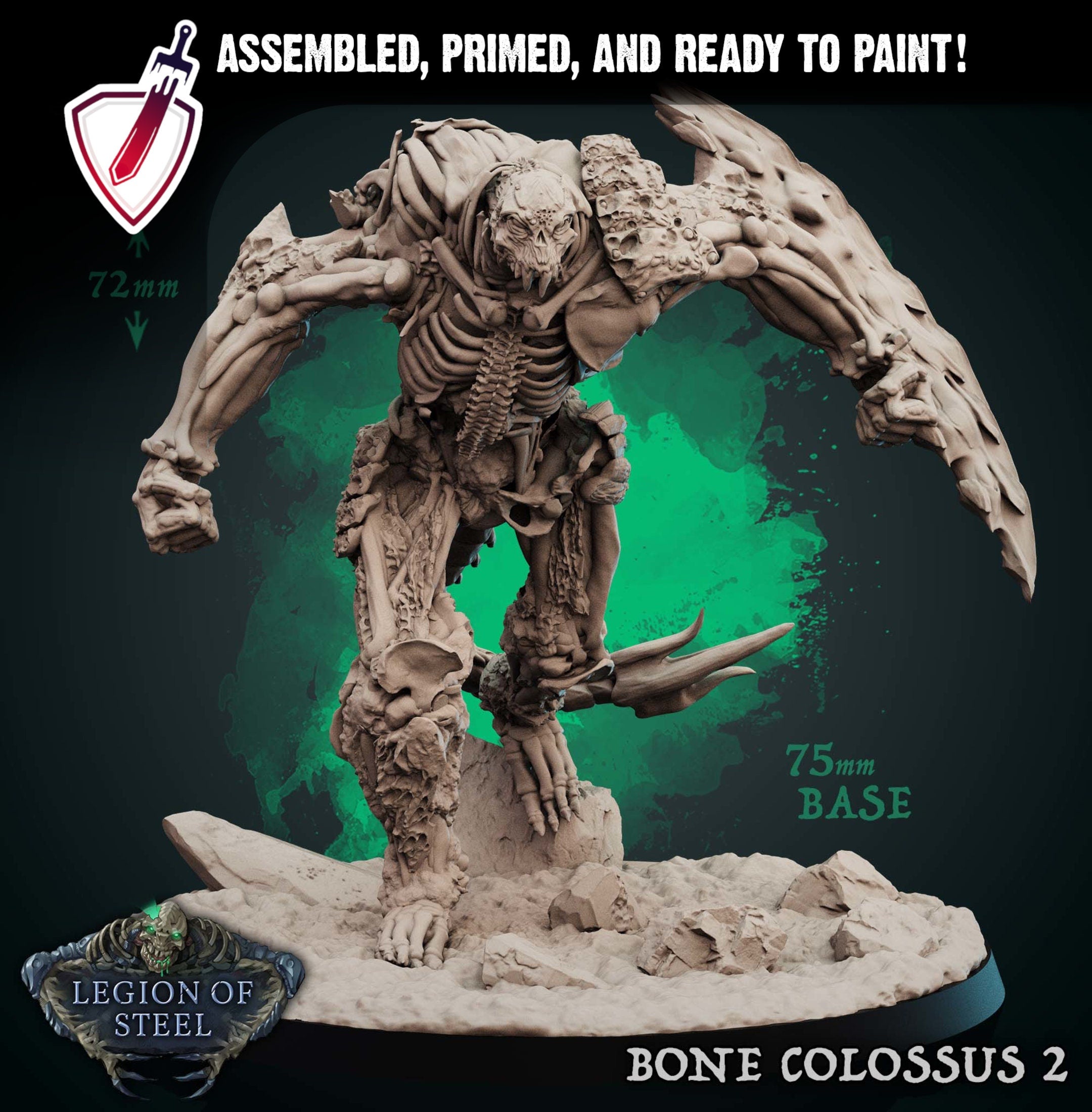 Bone Colossus | Miniatures by Mammoth Factory | Resin Mini For Tabletop Gaming, D&D, Pathfinder, and Painting | Assembled and Primed - Brush and Battle