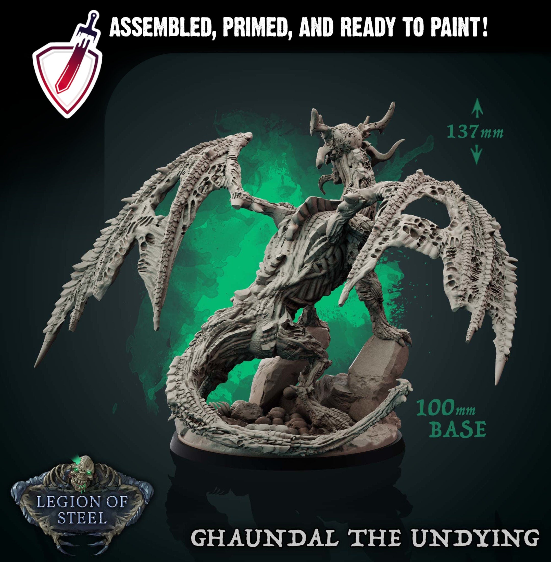 Ghaundal the Undying | Miniature by Mammoth Factory | Resin Mini For Tabletop Gaming, D&D, Pathfinder, and Painting | Assembled and Primed - Brush and Battle