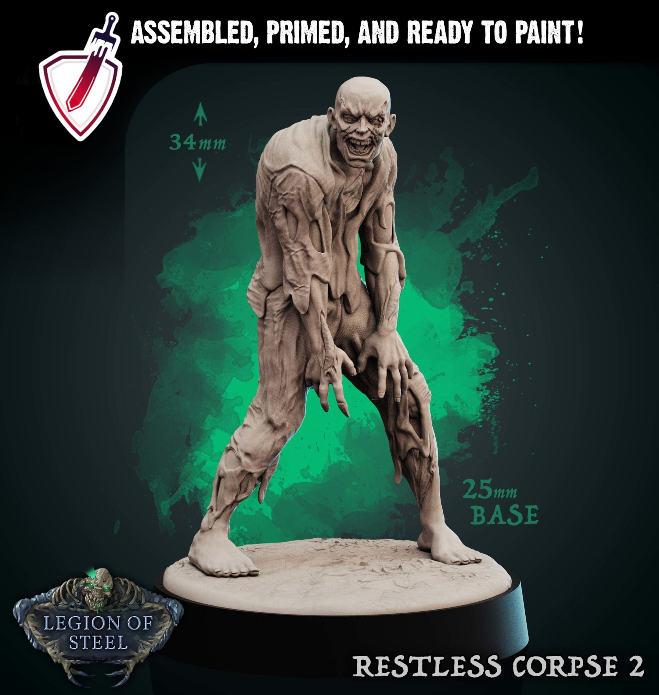 Restless Corpses | Miniatures by Mammoth Factory | Resin Mini For Tabletop Gaming, D&D, Pathfinder, and Painting | Assembled and Primed - Brush and Battle