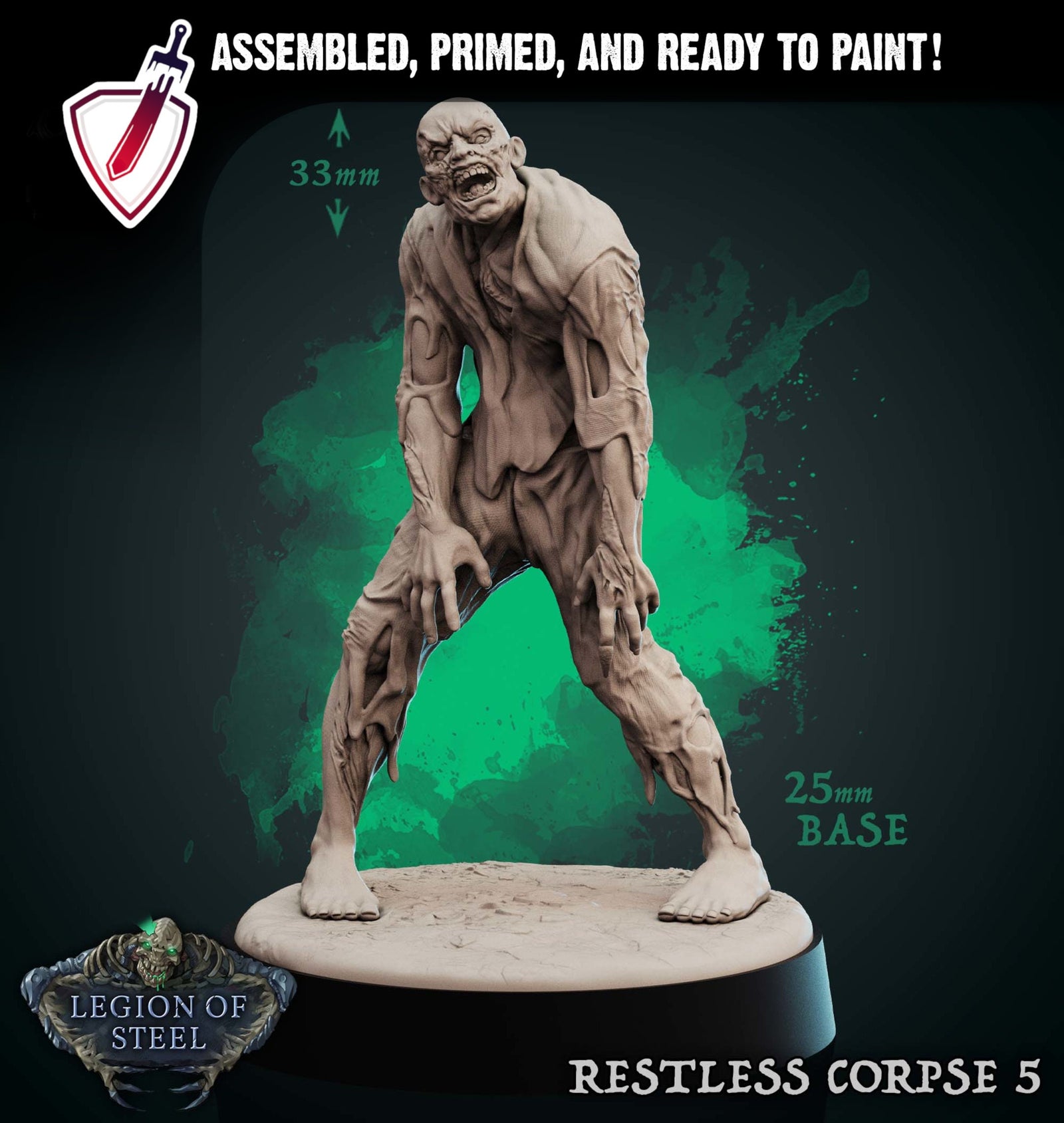 Restless Corpses | Miniatures by Mammoth Factory | Resin Mini For Tabletop Gaming, D&D, Pathfinder, and Painting | Assembled and Primed - Brush and Battle