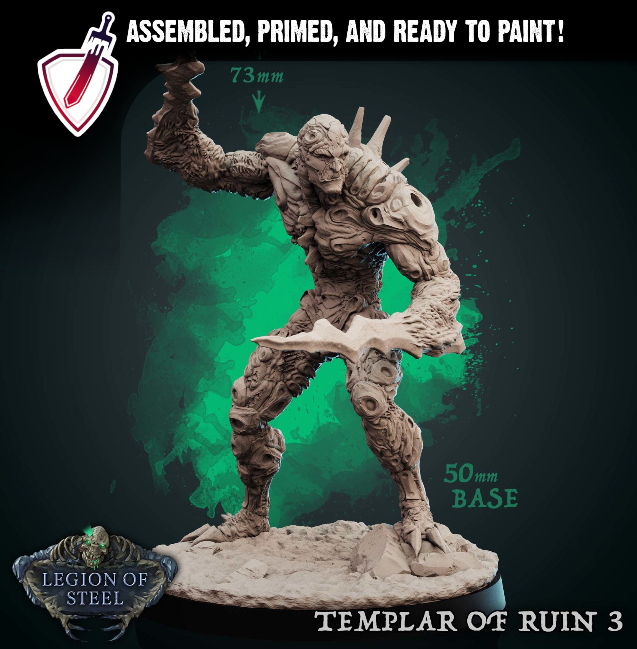 Templars of Ruin | Miniatures by Mammoth Factory | Resin Mini For Tabletop Gaming, D&D, Pathfinder, and Painting | Assembled and Primed - Brush and Battle