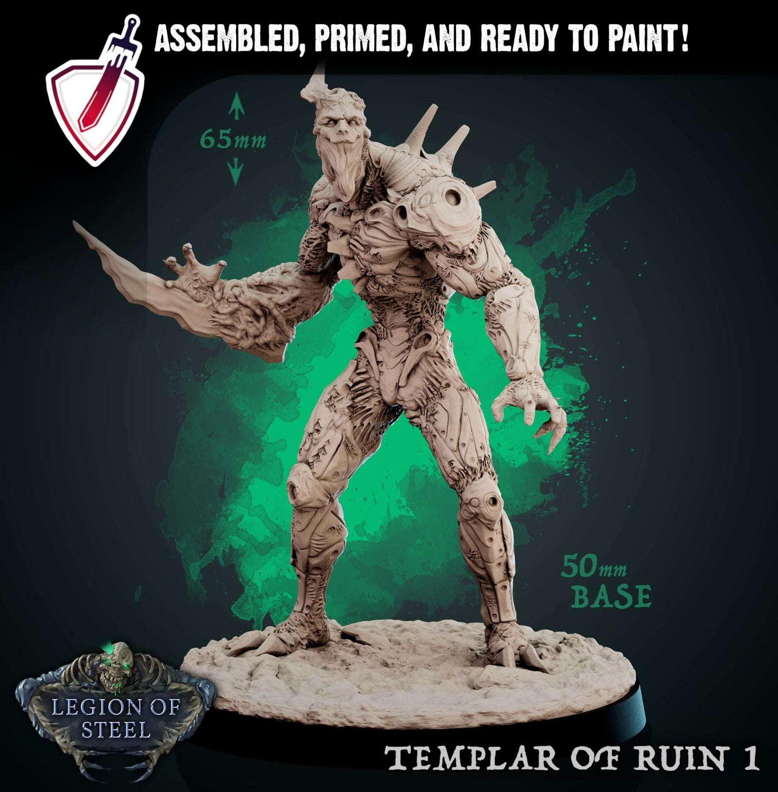 Templars of Ruin | Miniatures by Mammoth Factory | Resin Mini For Tabletop Gaming, D&D, Pathfinder, and Painting | Assembled and Primed - Brush and Battle