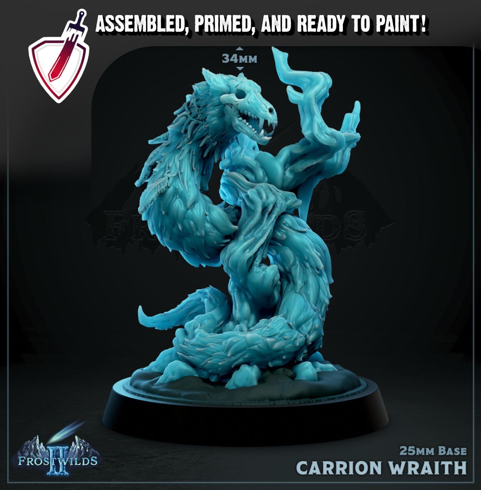 Carrion Wraith | Miniature by Mammoth Factory | Resin Mini For Tabletop Gaming, D&D, Pathfinder, and Painting | Assembled and Primed