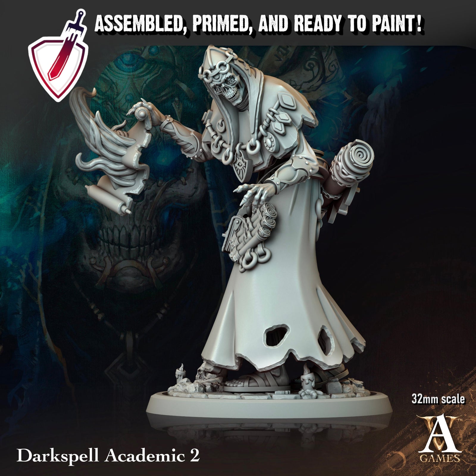 Darkspell Academics | Miniatures By Archvillain Games | For Tabletop Gaming, D&D, Pathfinder, And Painting | Assembled And Primed - Brush and Battle