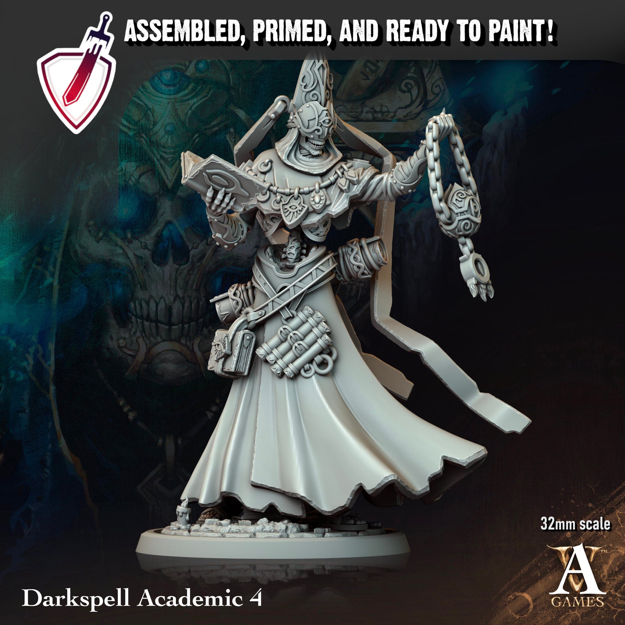 Darkspell Academics | Miniatures By Archvillain Games | For Tabletop Gaming, D&D, Pathfinder, And Painting | Assembled And Primed - Brush and Battle