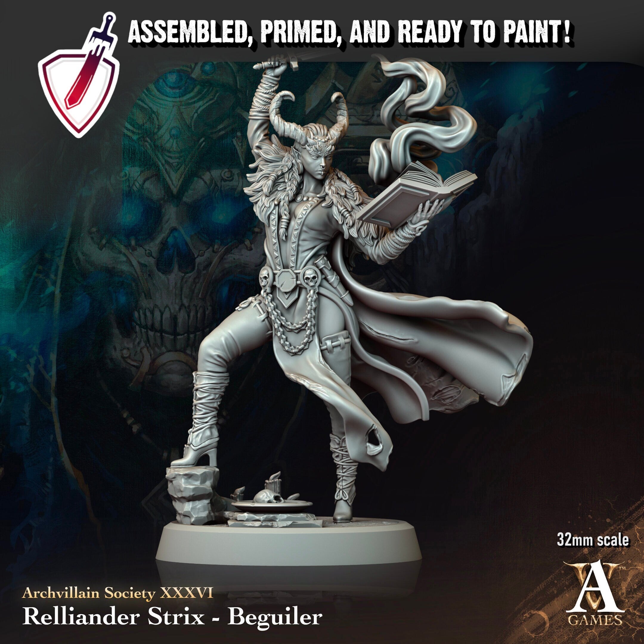 Relliander Strix | Miniature By Archvillain Games | For Tabletop Gaming, D&D, Pathfinder, And Painting | Assembled And Primed - Brush and Battle