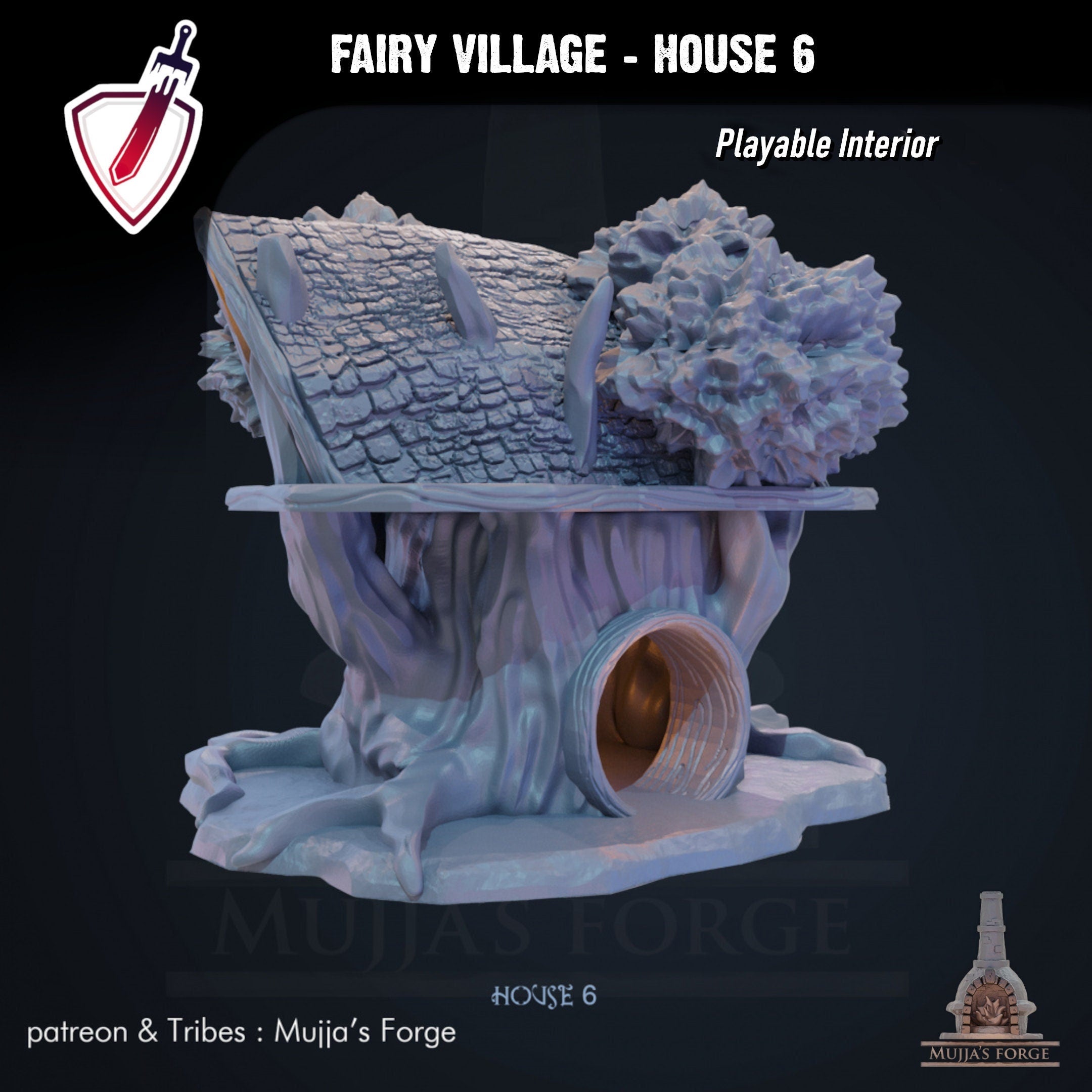 Fairy Village House 6 | By Mujja'S Forge | Forest Themed Building Terrain With Interior | Great For Any Tabletop RPG! - Brush and Battle