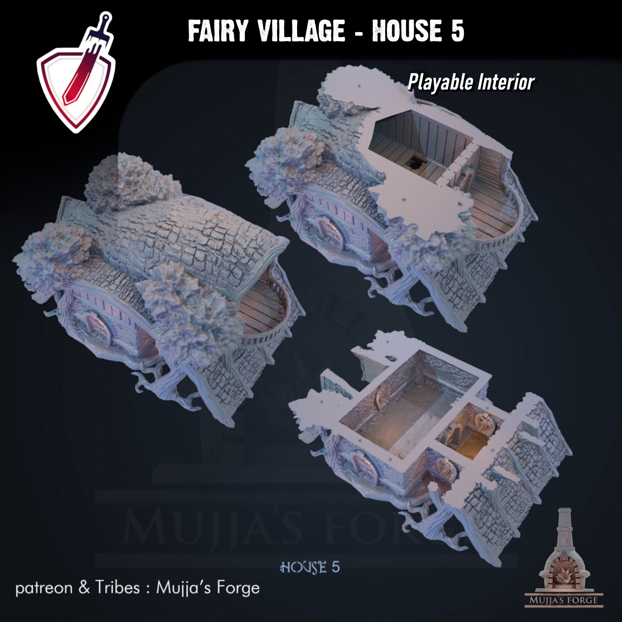 Fairy Village House 5 | By Mujja'S Forge | Forest Themed Building Terrain With Interior | Great For Any Tabletop RPG! - Brush and Battle