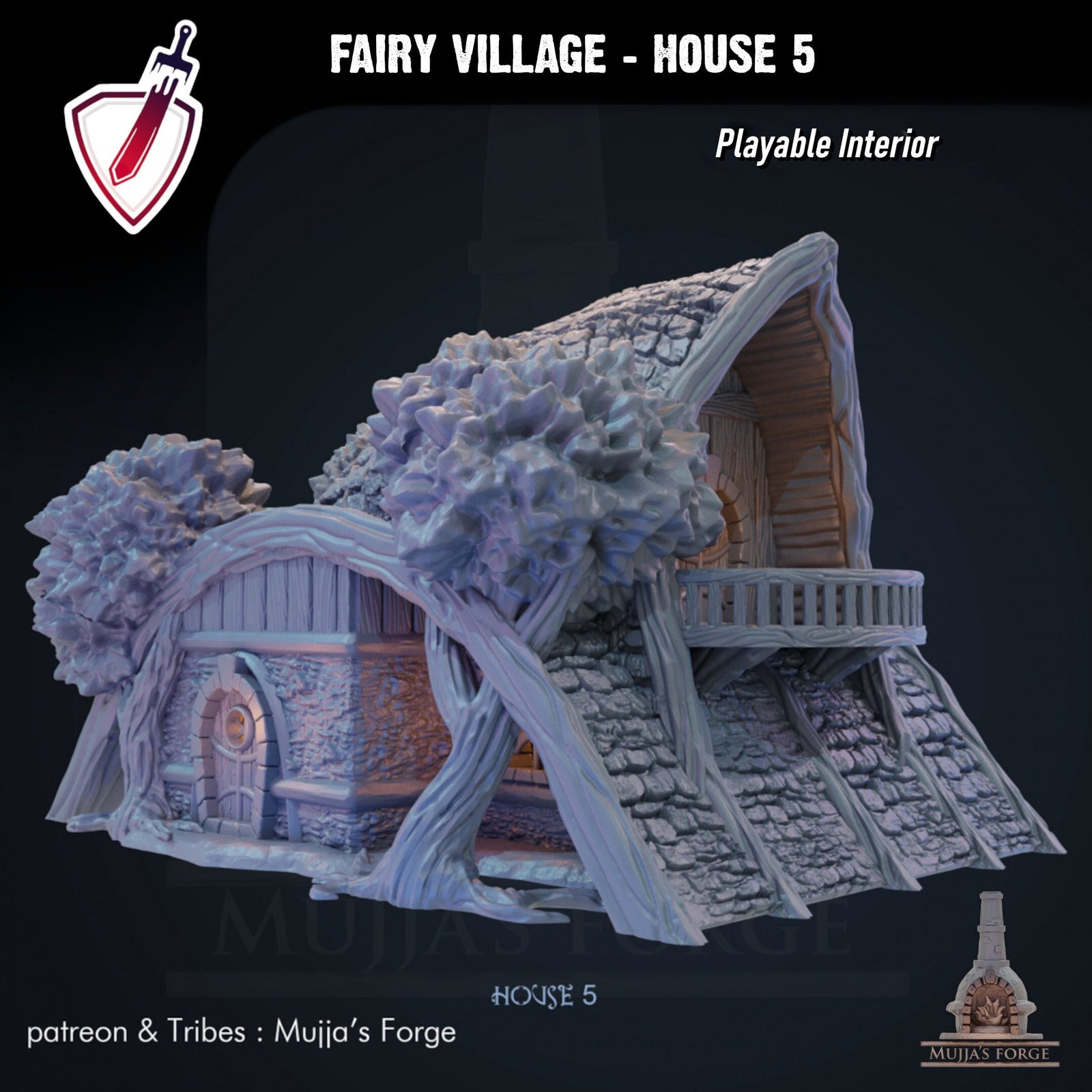 Fairy Village House 5 | By Mujja'S Forge | Forest Themed Building Terrain With Interior | Great For Any Tabletop RPG! - Brush and Battle