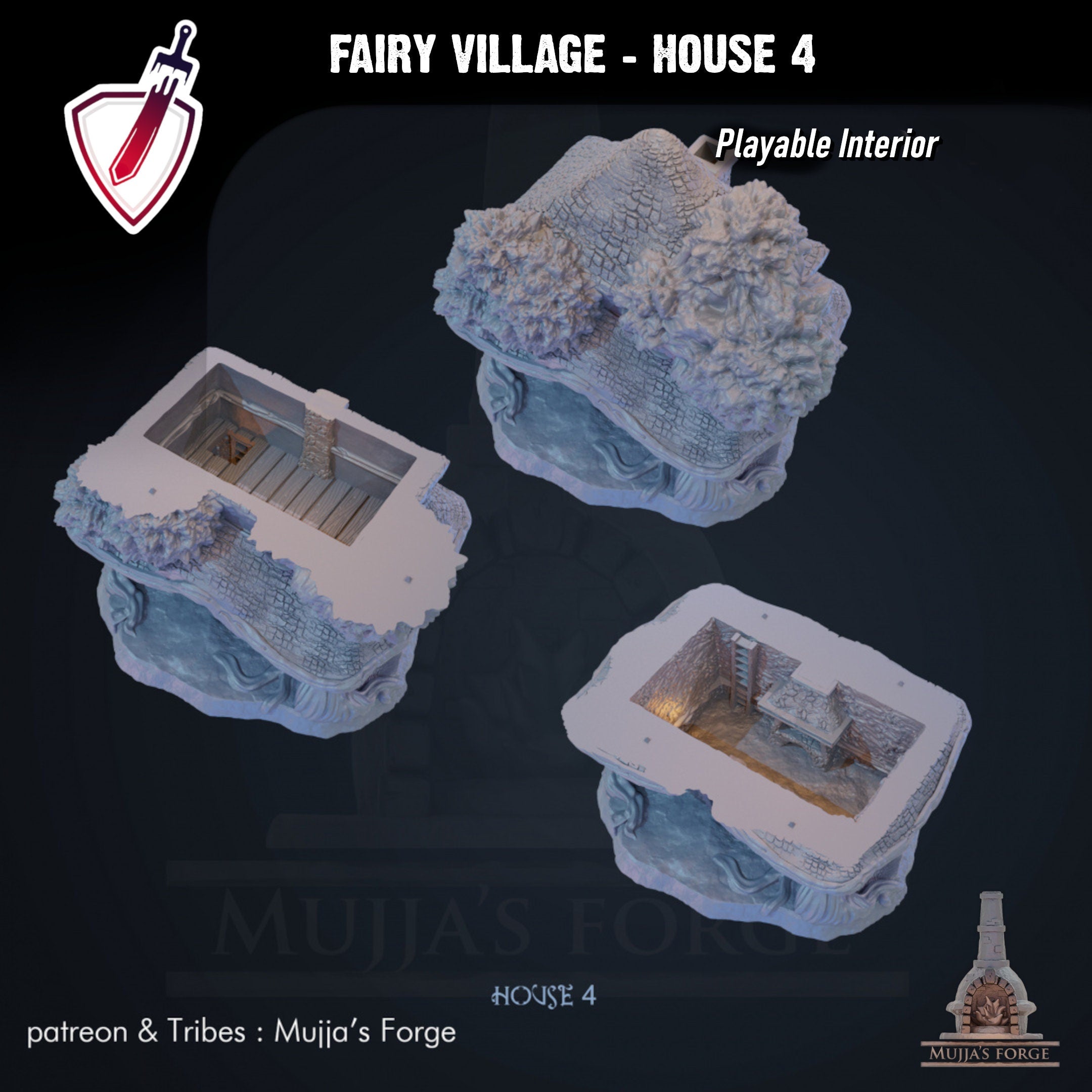 Fairy Village House 4 | By Mujja'S Forge | Forest Themed Building Terrain With Interior | Great For Any Tabletop RPG! - Brush and Battle