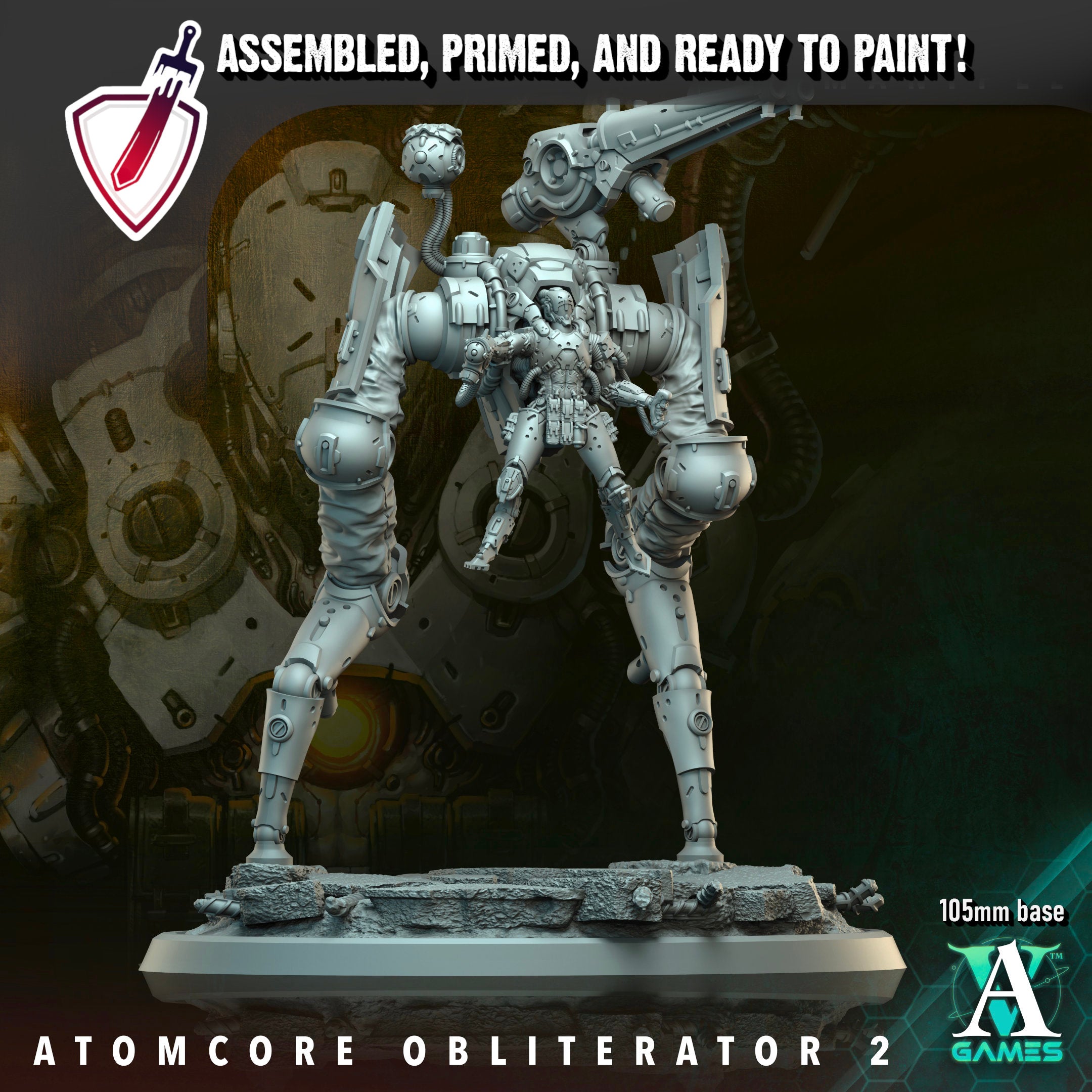 Atomcore Obliterator | Miniatures By Archvillain Games | For Tabletop Gaming, D&D, Wargaming, And Painting | Assembled And Primed - Brush and Battle