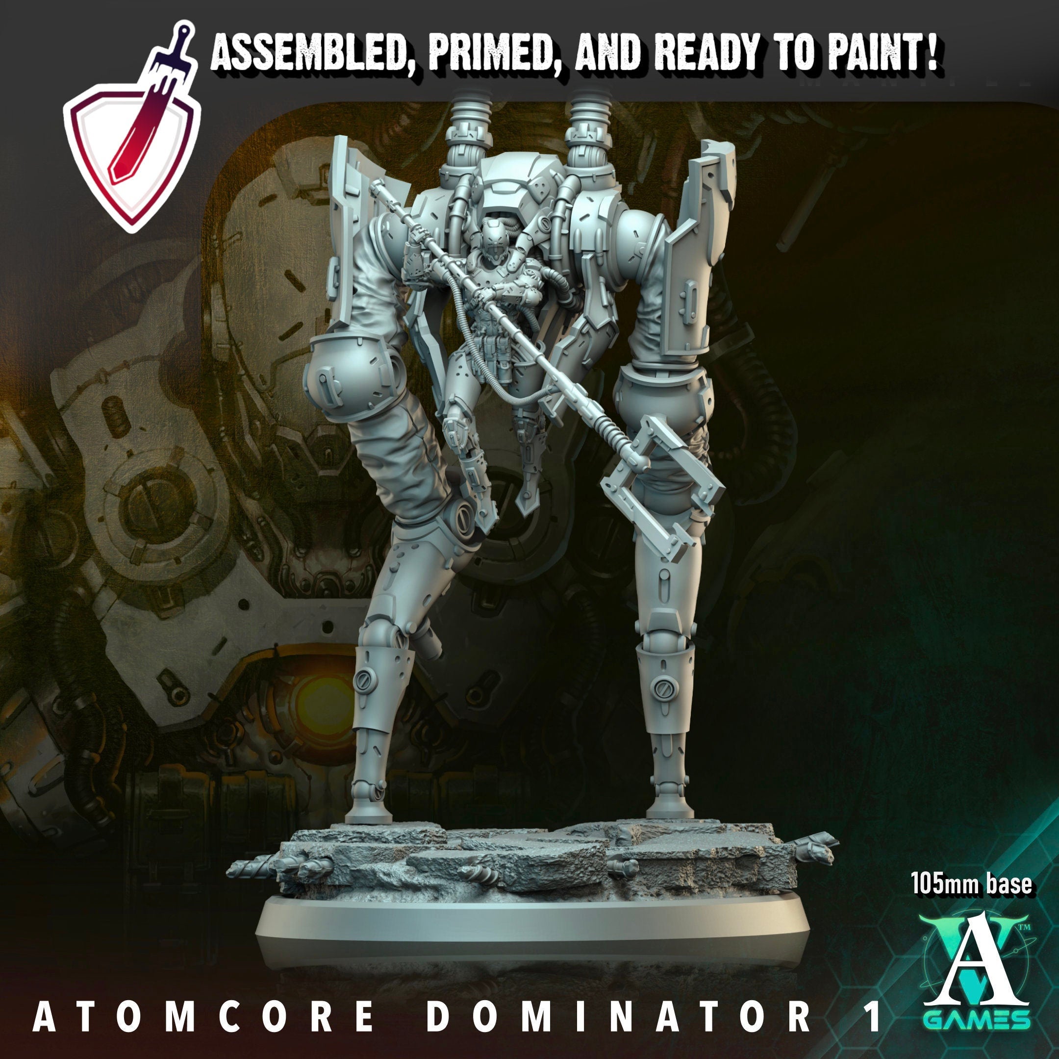 Atomcore Dominator | Miniatures By Archvillain Games | For Tabletop Gaming, D&D, Wargaming, And Painting | Assembled And Primed - Brush and Battle