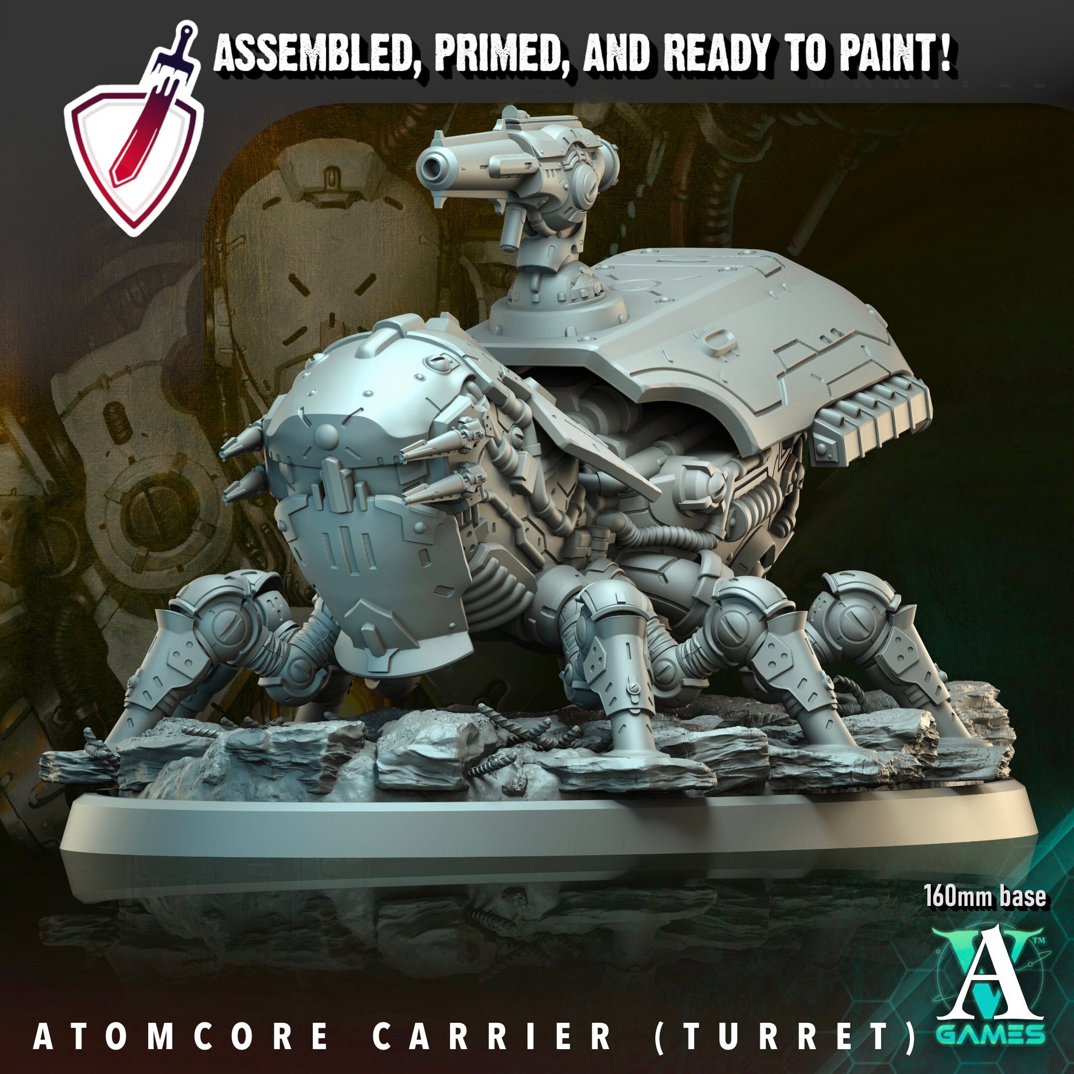 Atomcore Carrier | Miniatures By Archvillain Games | For Tabletop Gaming, D&D, Wargaming, And Painting | Assembled And Primed - Brush and Battle