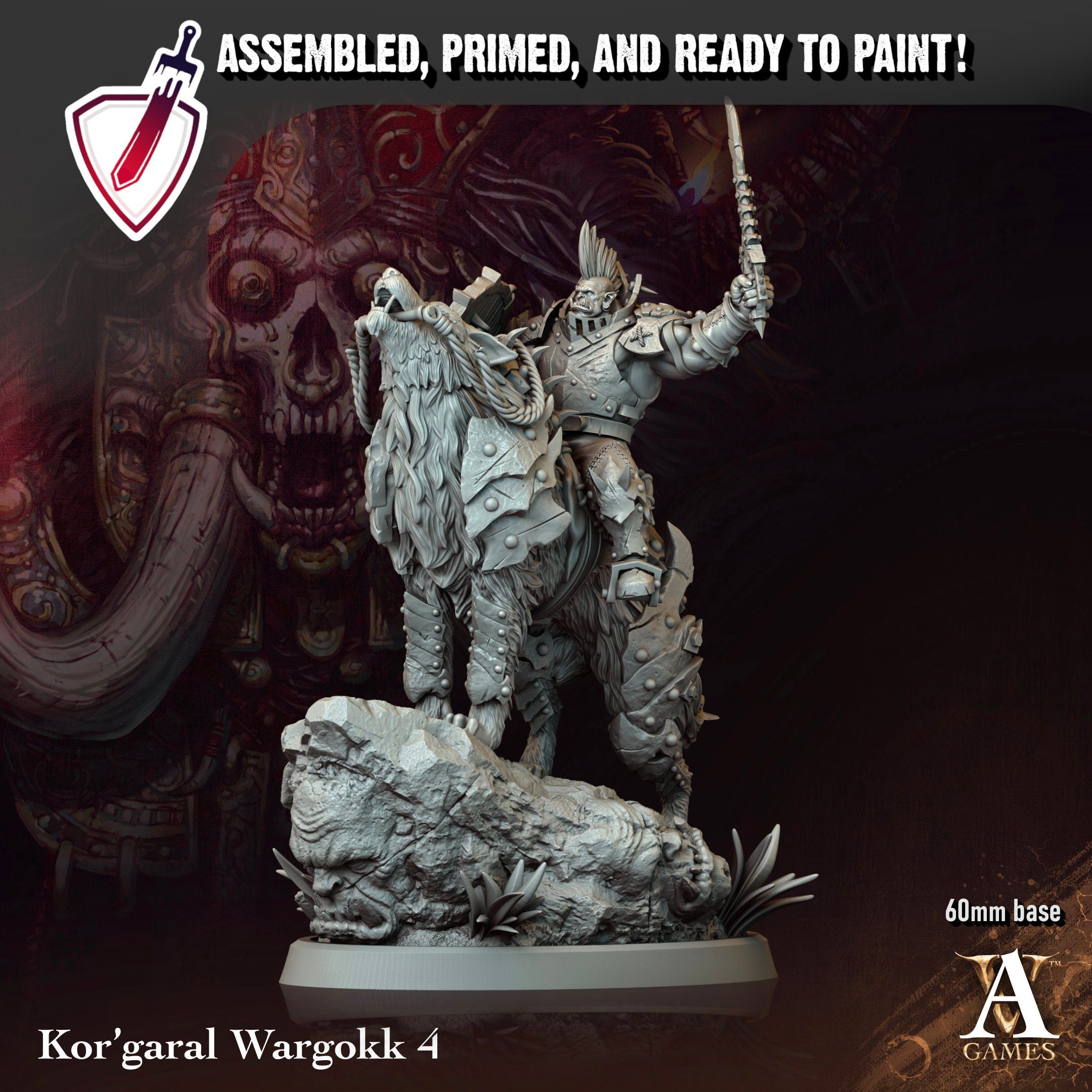 Kor'Garal Wargokk | Miniatures By Archvillain Games | For Tabletop Gaming, D&D, Pathfinder, Painting | Assembled And Primed - Brush and Battle