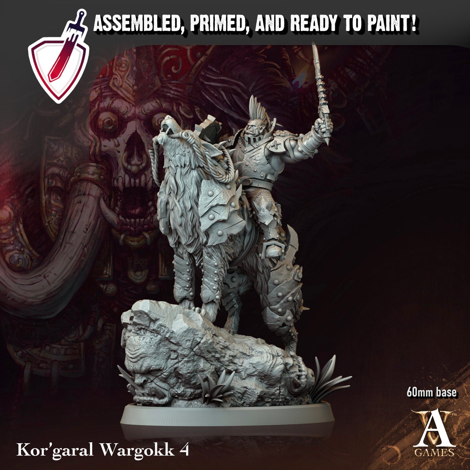 Kor'Garal Wargokk | Miniatures By Archvillain Games | For Tabletop Gaming, D&D, Pathfinder, Painting | Assembled And Primed - Brush and Battle
