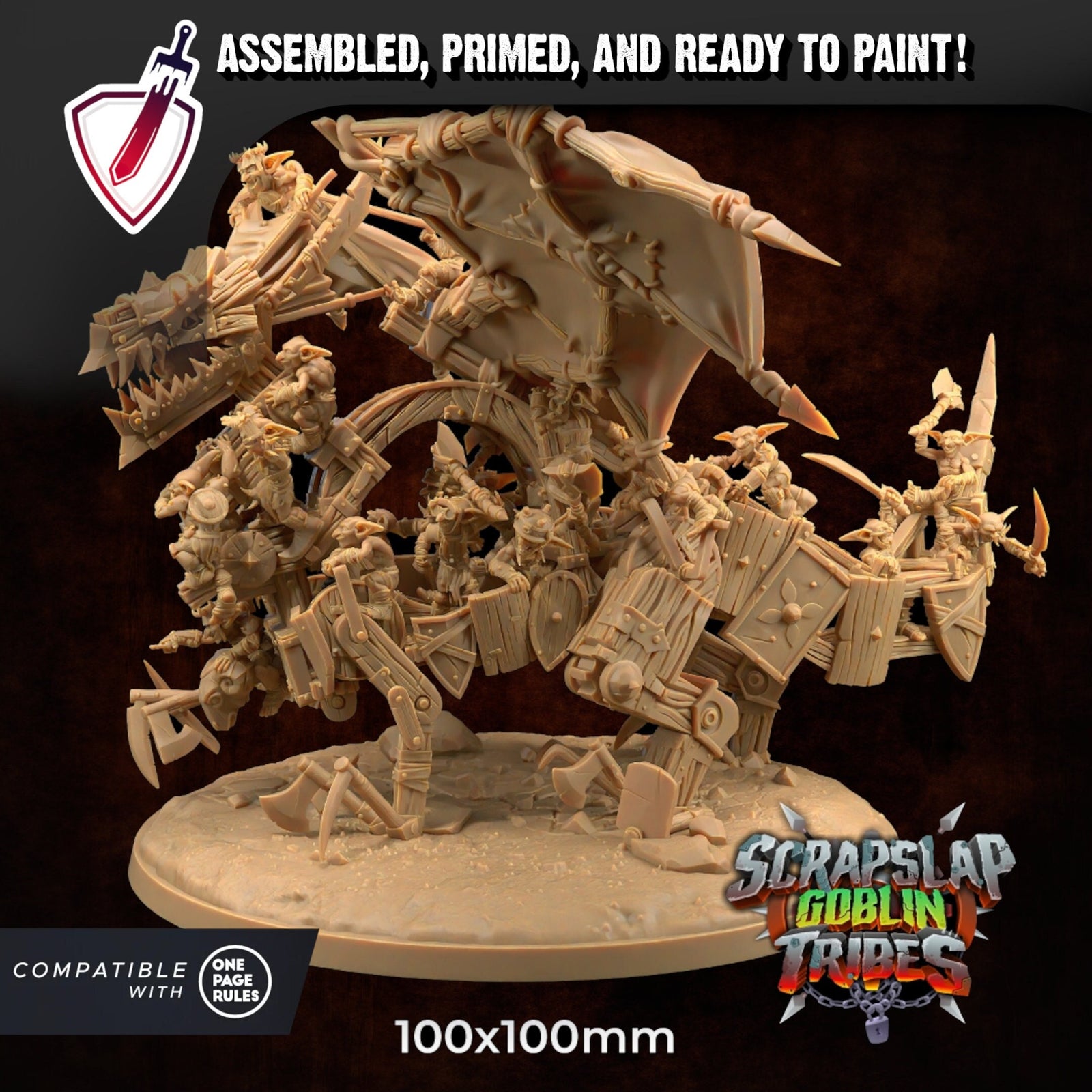 Goblefax Scrap Dragon | (Large) Miniature By Dragon Trappers Lodge | For Tabletop Gaming, D&D, Pathfinder, Painting | Assembled And Primed - Brush and Battle