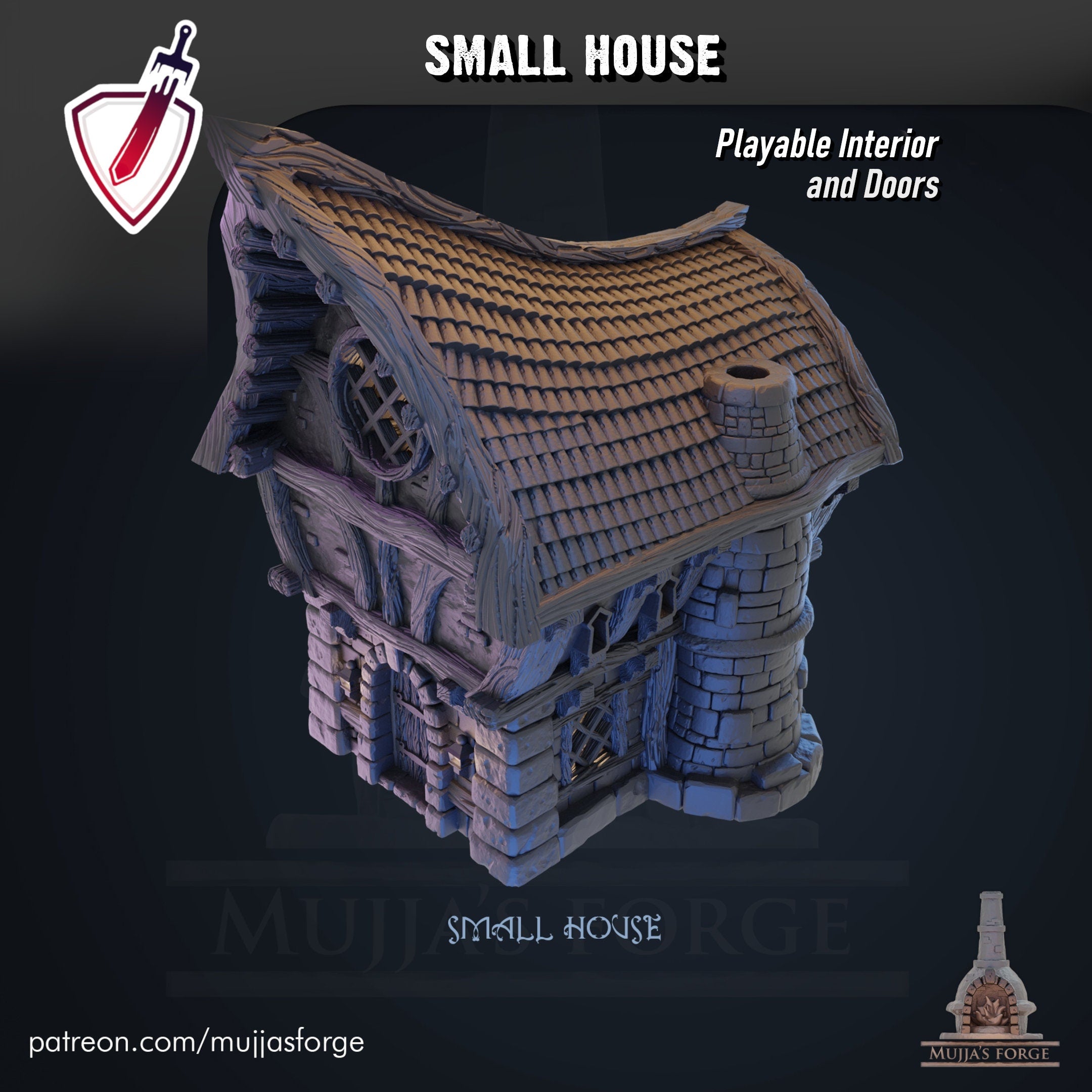 Small House | By Mujja'S Forge | Stone Cottage Building With Interior | Great For Any Tabletop RPG! - Brush and Battle