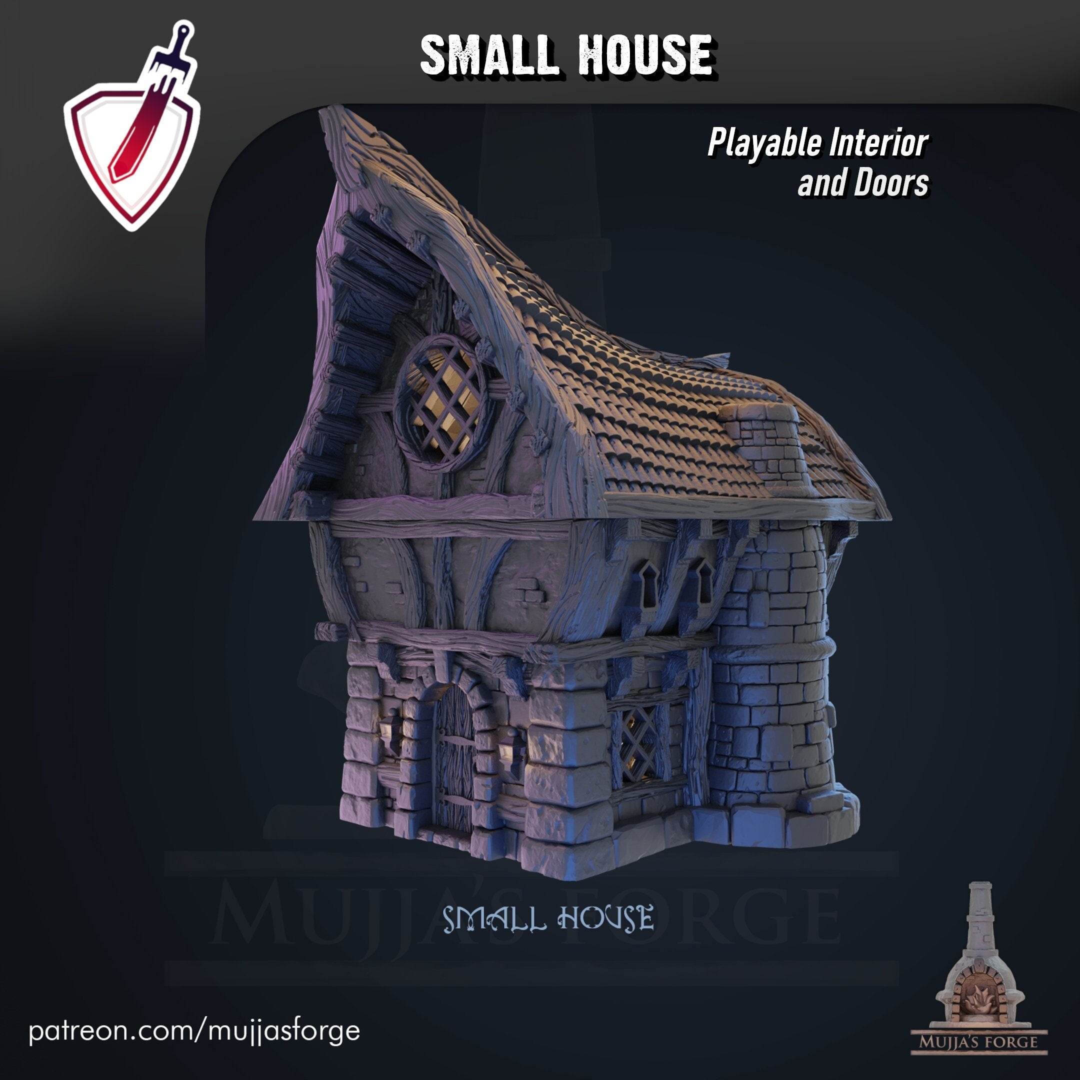 Small House | By Mujja'S Forge | Stone Cottage Building With Interior | Great For Any Tabletop RPG! - Brush and Battle