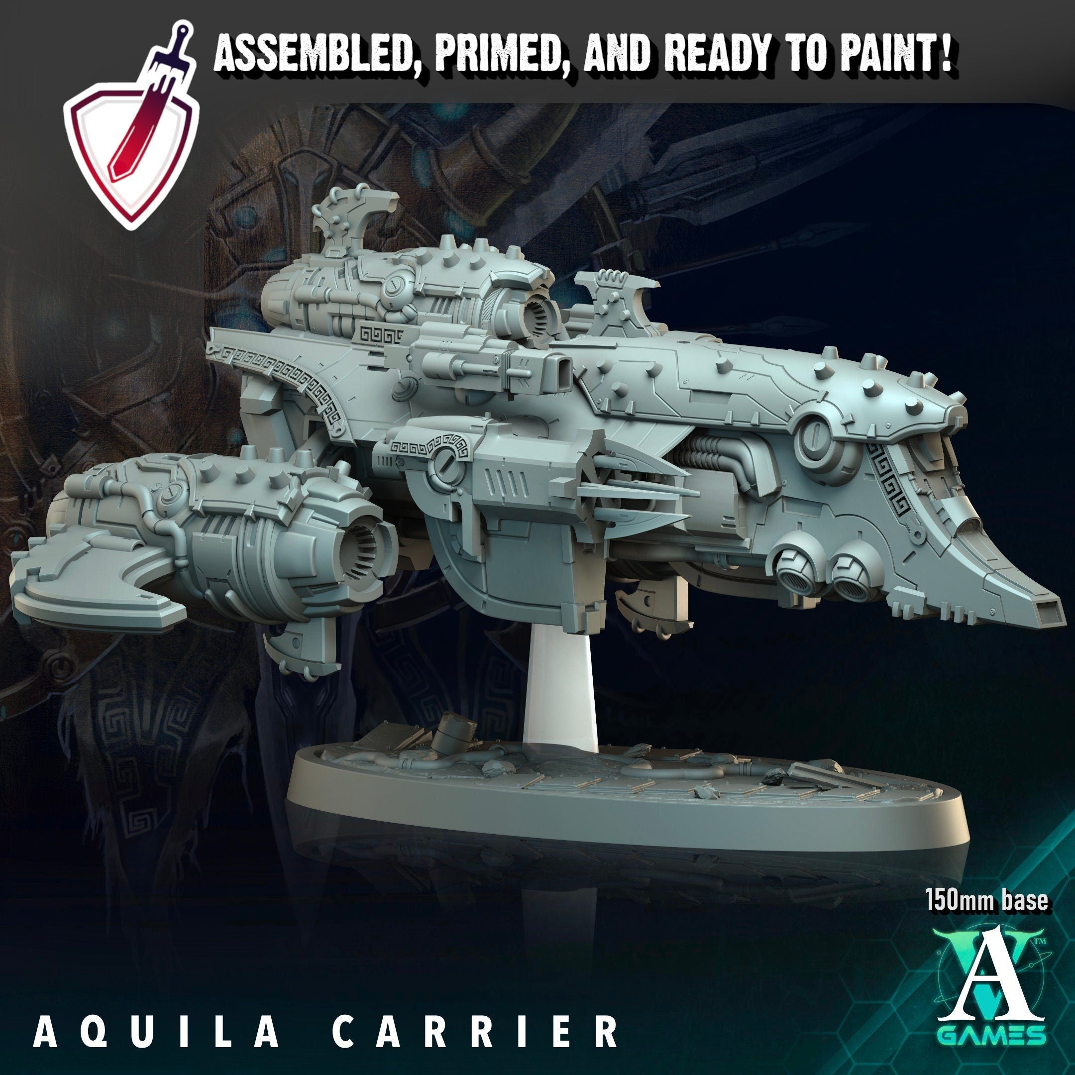 Aquila Carrier | Miniature By Archvillain Games | For Tabletop Gaming, D&D, Wargaming, And Painting | Assembled And Primed - Brush and Battle