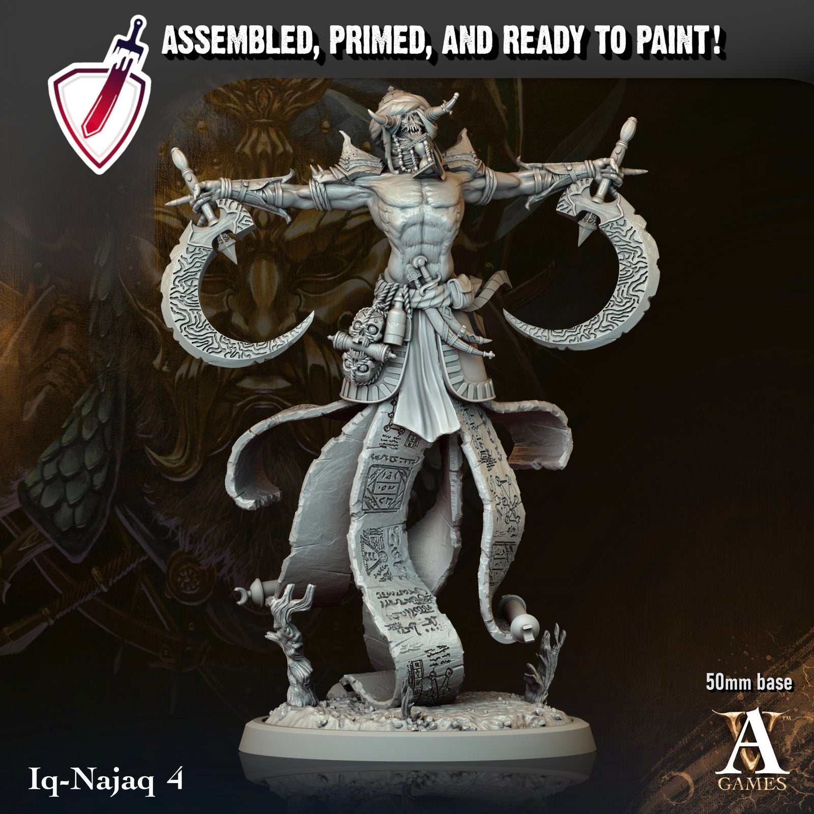 Iq-Najaq | Miniatures By Archvillain Games | For Tabletop Gaming, D&D, Pathfinder, And Painting | Assembled And Primed - Brush and Battle
