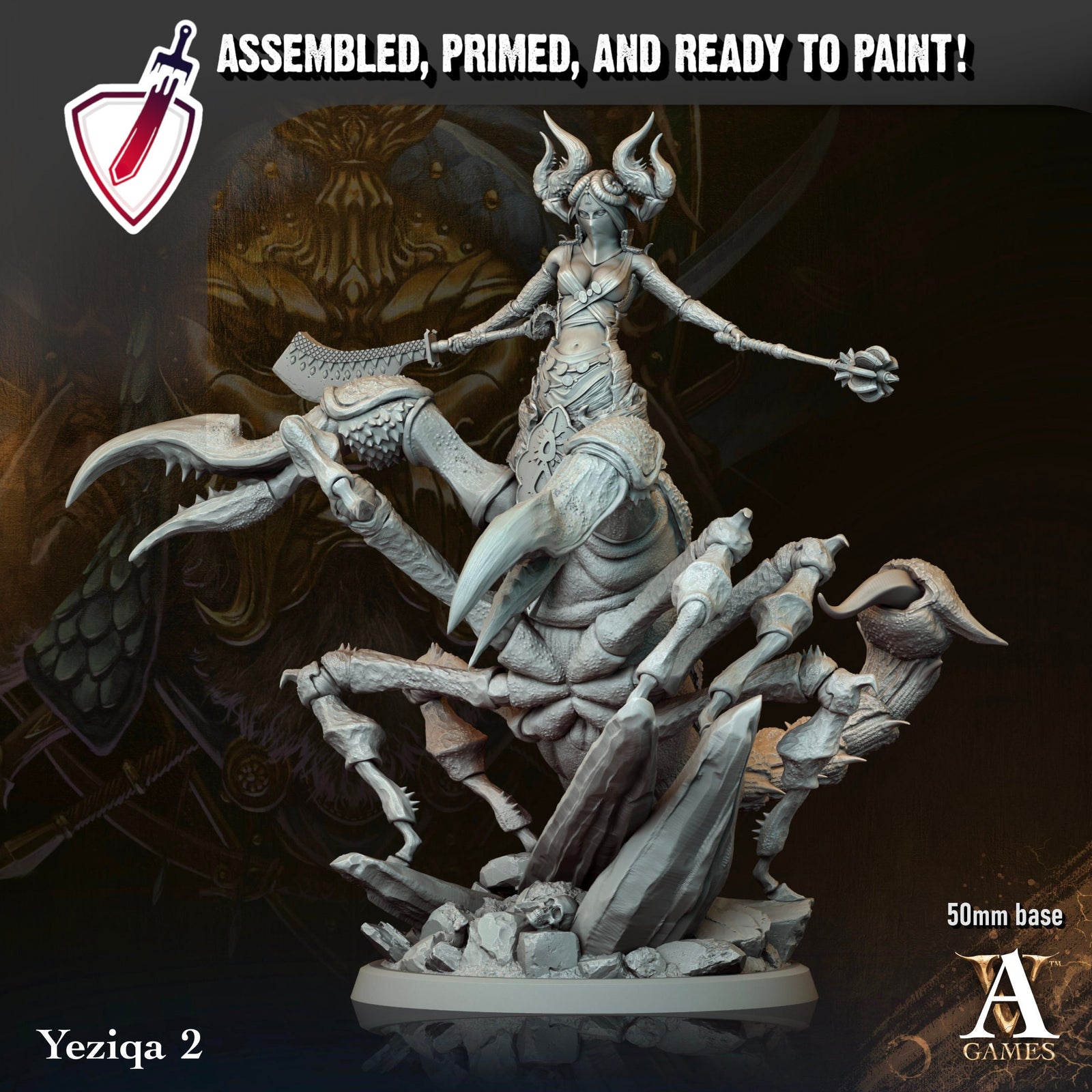 Yeziqa | Miniatures By Archvillain Games | For Tabletop Gaming, D&D, Pathfinder, And Painting | Assembled And Primed - Brush and Battle
