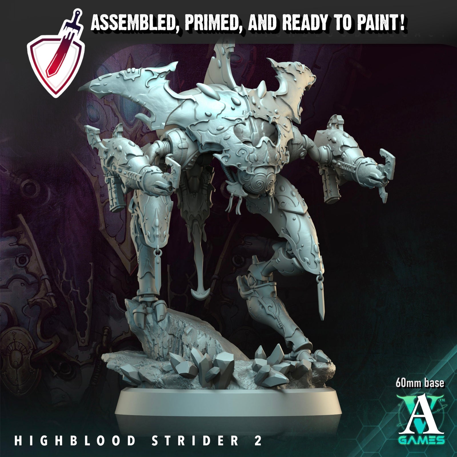 Highblood Strider | Miniatures By Archvillain Games | For Tabletop Gaming, D&D, Wargaming, And Painting | Assembled And Primed - Brush and Battle