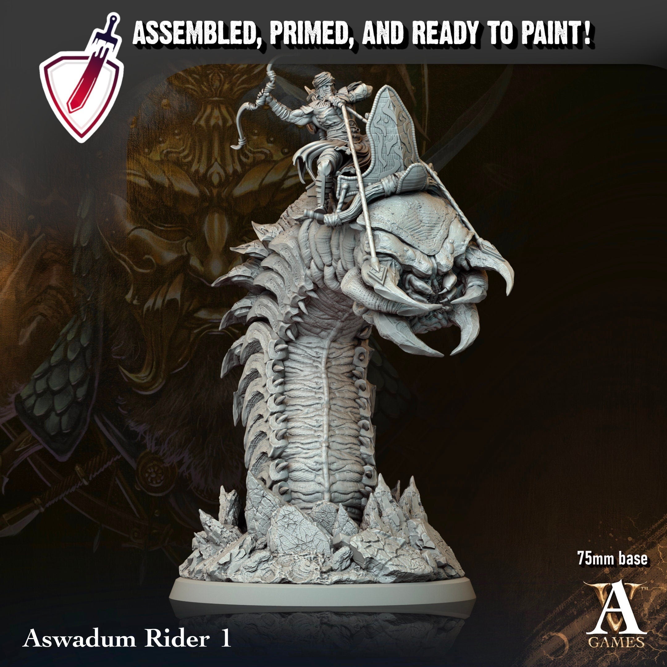 Aswadum Riders | Miniatures By Archvillain Games | For Tabletop Gaming, D&D, Pathfinder, And Painting | Assembled And Primed - Brush and Battle