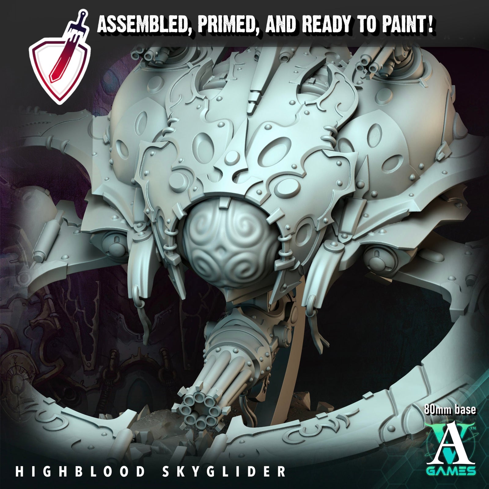 Highblood Skyglider | (Large) Miniature By Archvillain Games | For Tabletop Gaming, D&D, Wargaming, Painting | Assembled And Primed - Brush and Battle