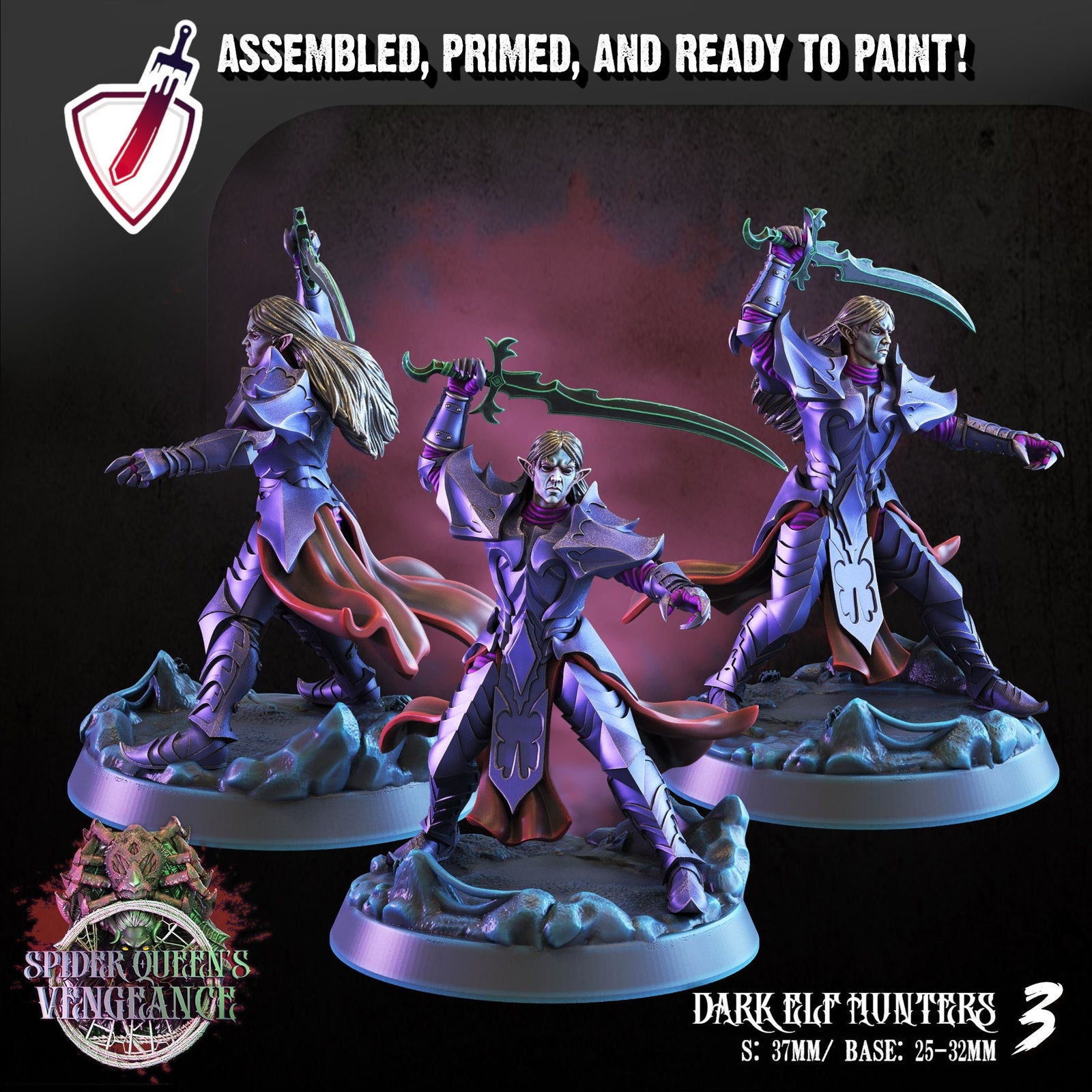 Dark Elf Hunters | Miniatures By Crippled God Foundry | For Tabletop Gaming, D&D, Pathfinder, And Painting | Assembled And Primed - Brush and Battle