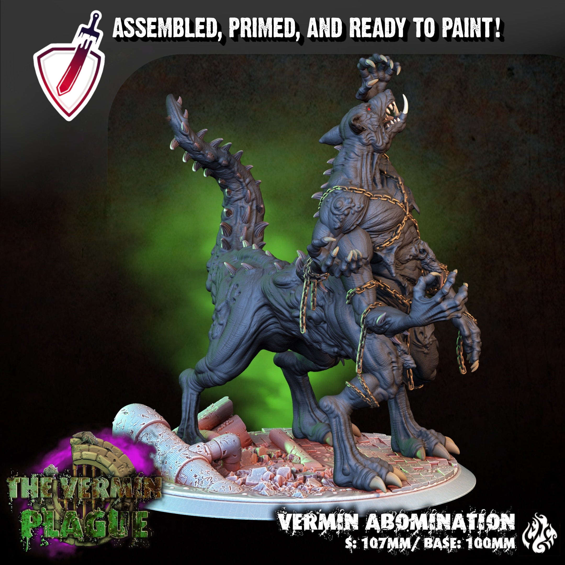 Vermin Abomination | (Large) Miniature By Crippled God Foundry | For Tabletop Gaming, D&D, Pathfinder, And Painting | Assembled And Primed - Brush and Battle